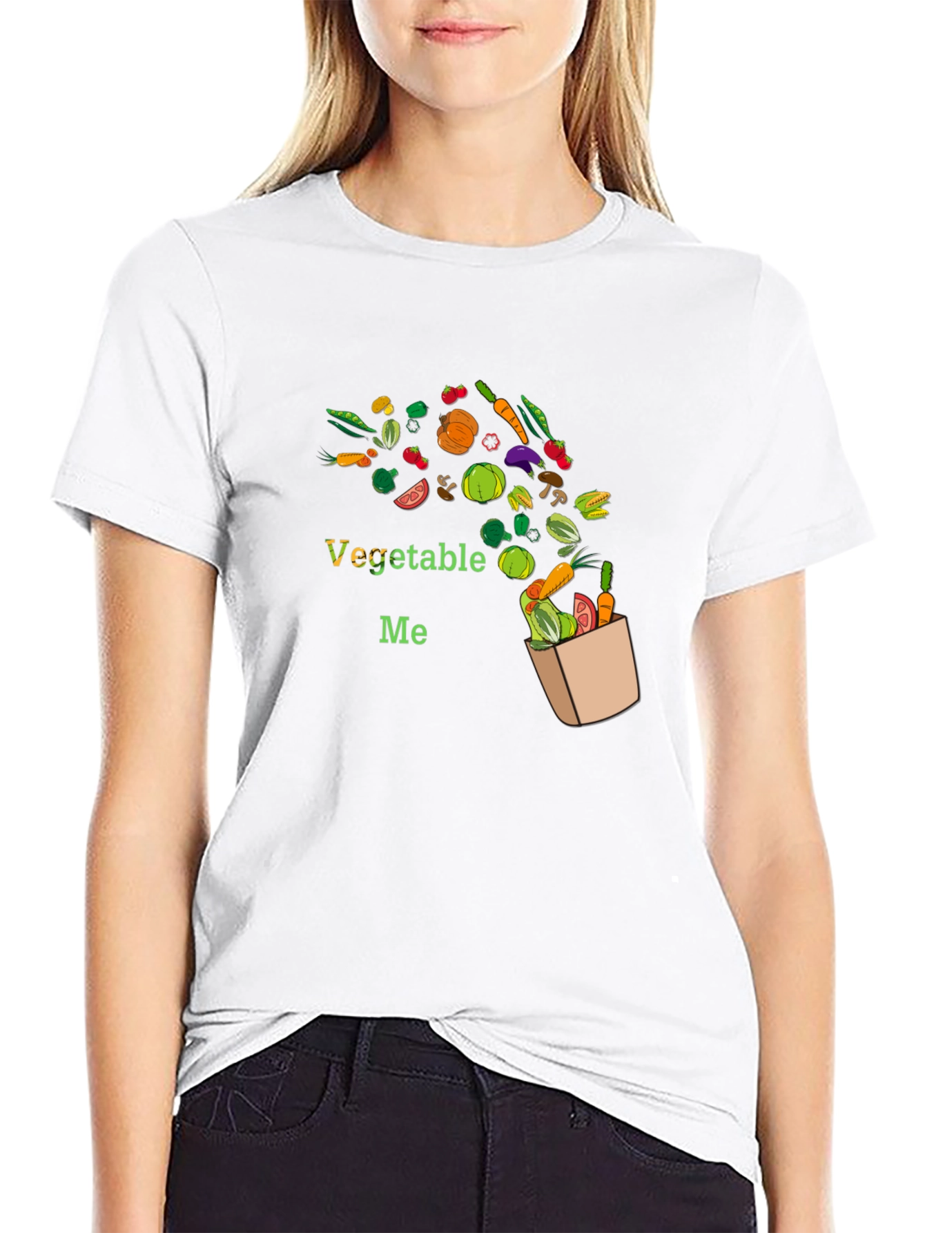 Vegetable Me Graphic Tee - Black Cotton Blend