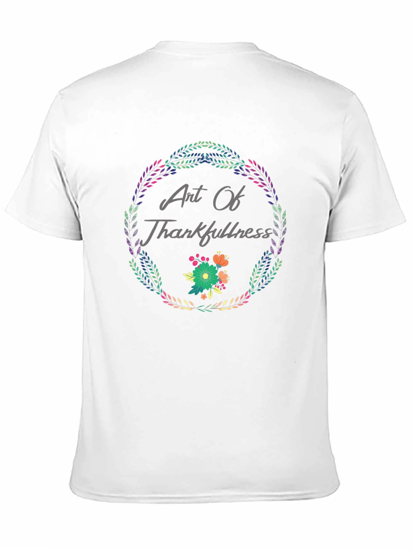 Art Of Thankfulness Floral Wreath Black T-Shirt