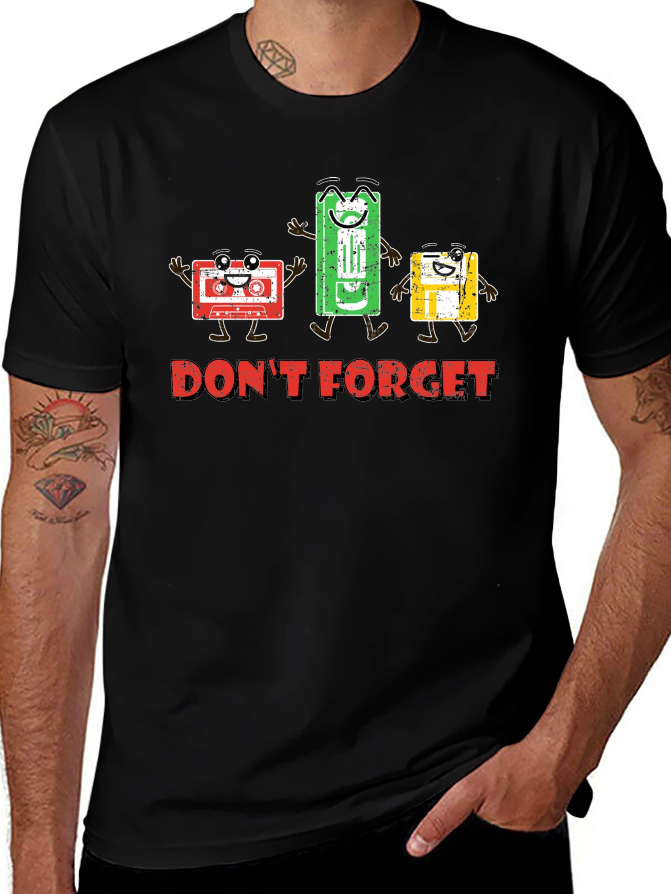 Retro Media Black Graphic Tee: Dont Forget