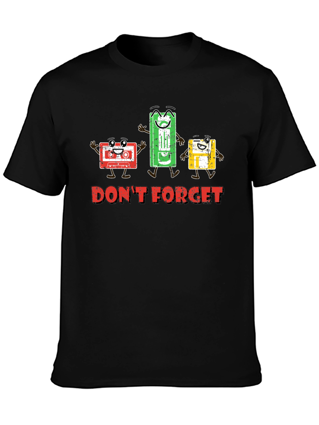 Retro Media Black Graphic Tee: Dont Forget