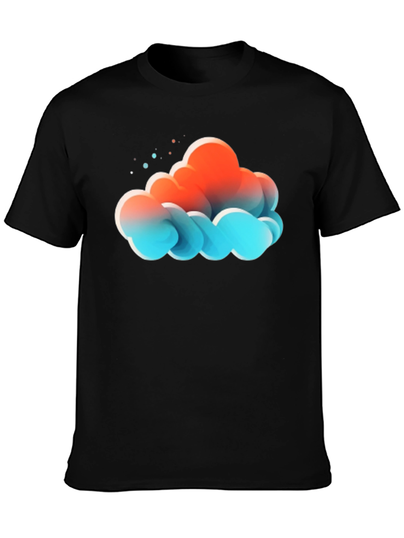 Abstract Cloud Graphic Print Black T-Shirt