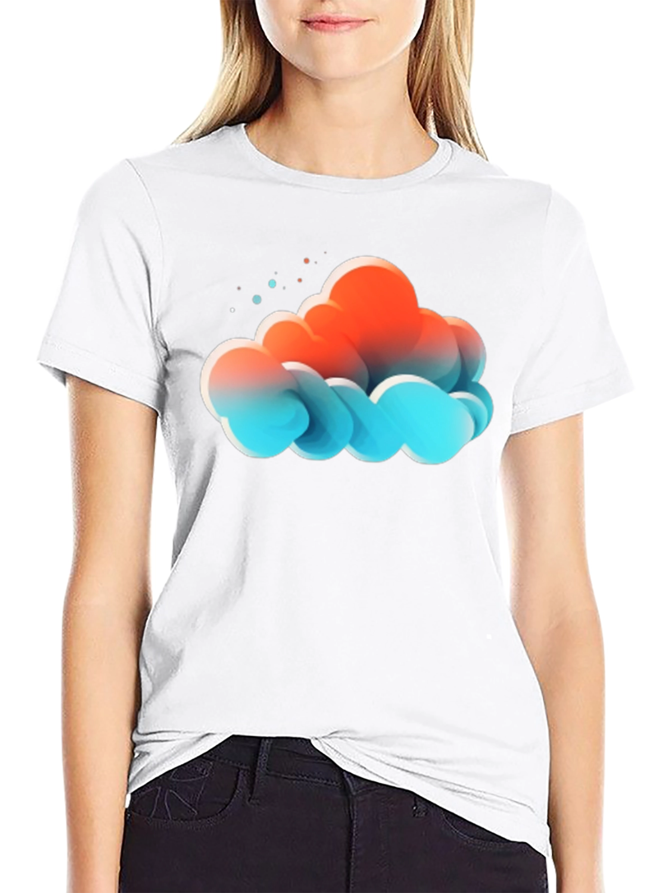 Abstract Cloud Graphic Print Black T-Shirt