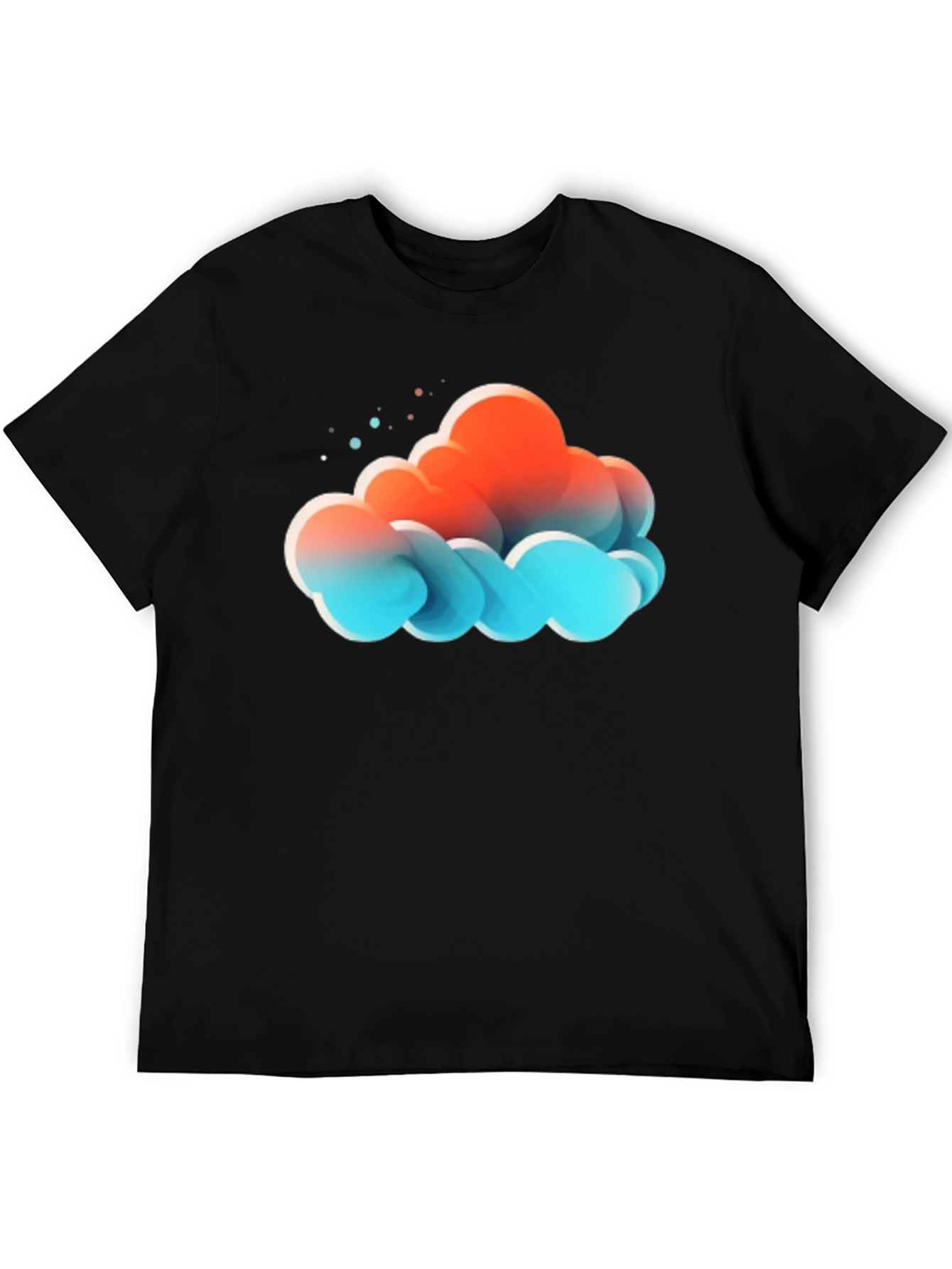 Abstract Cloud Graphic Print Black T-Shirt