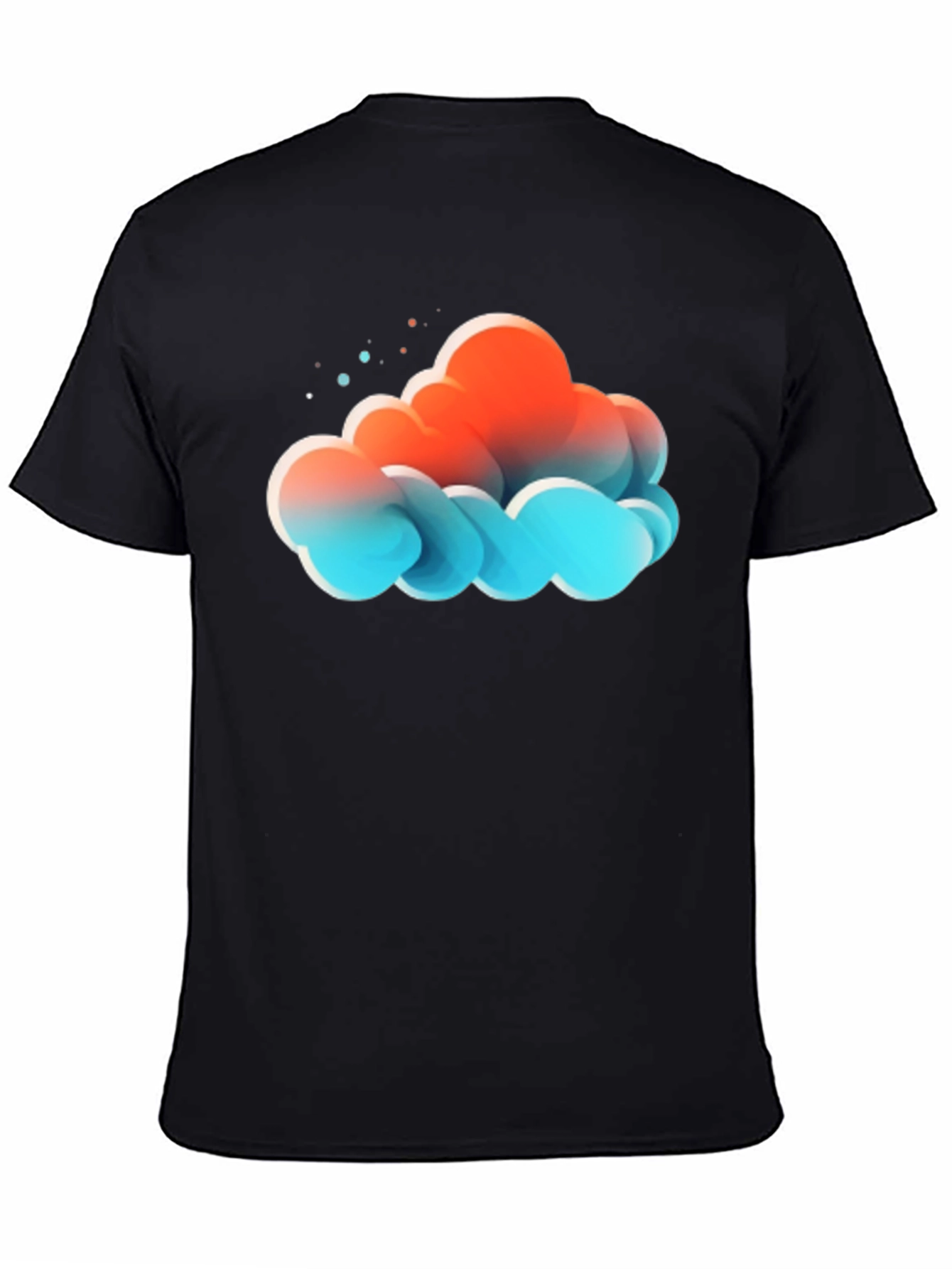 Abstract Cloud Graphic Print Black T-Shirt
