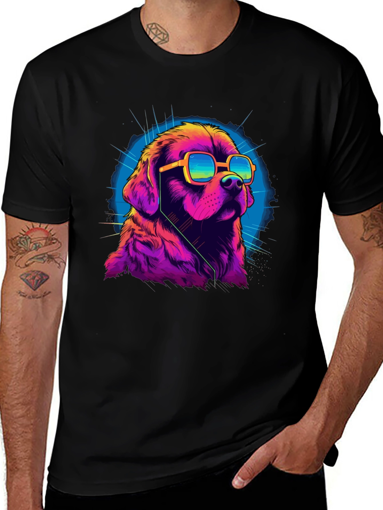 Cool Dog Graphic Tee - Mens Black T-Shirt