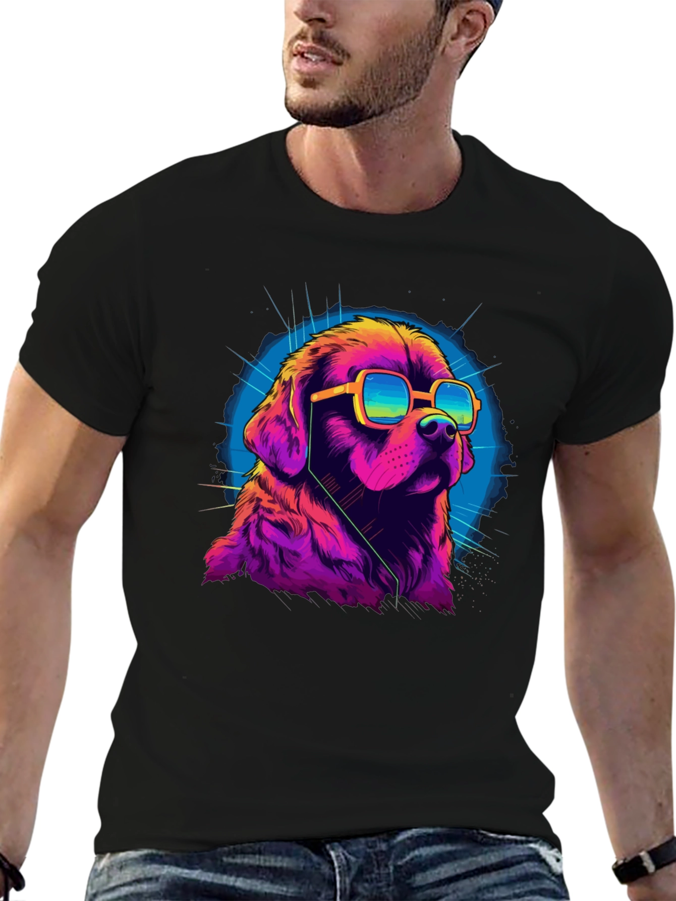 Cool Dog Graphic Tee - Mens Black T-Shirt