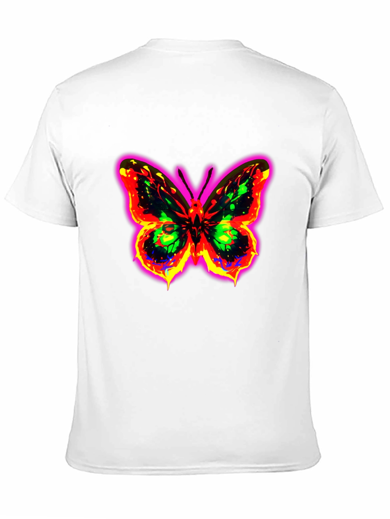 Neon Butterfly Graphic Black T-Shirt
