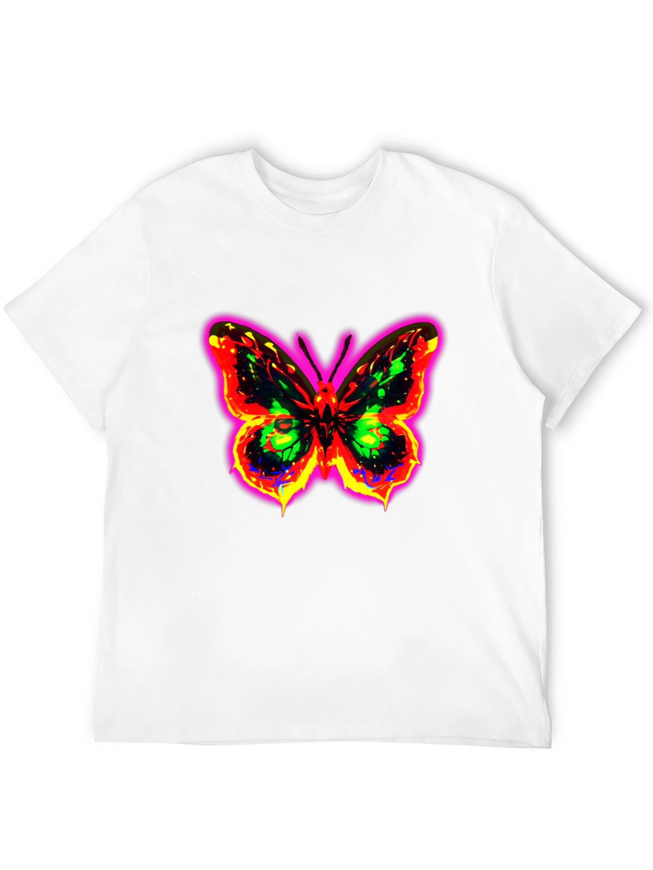 Neon Butterfly Graphic Black T-Shirt