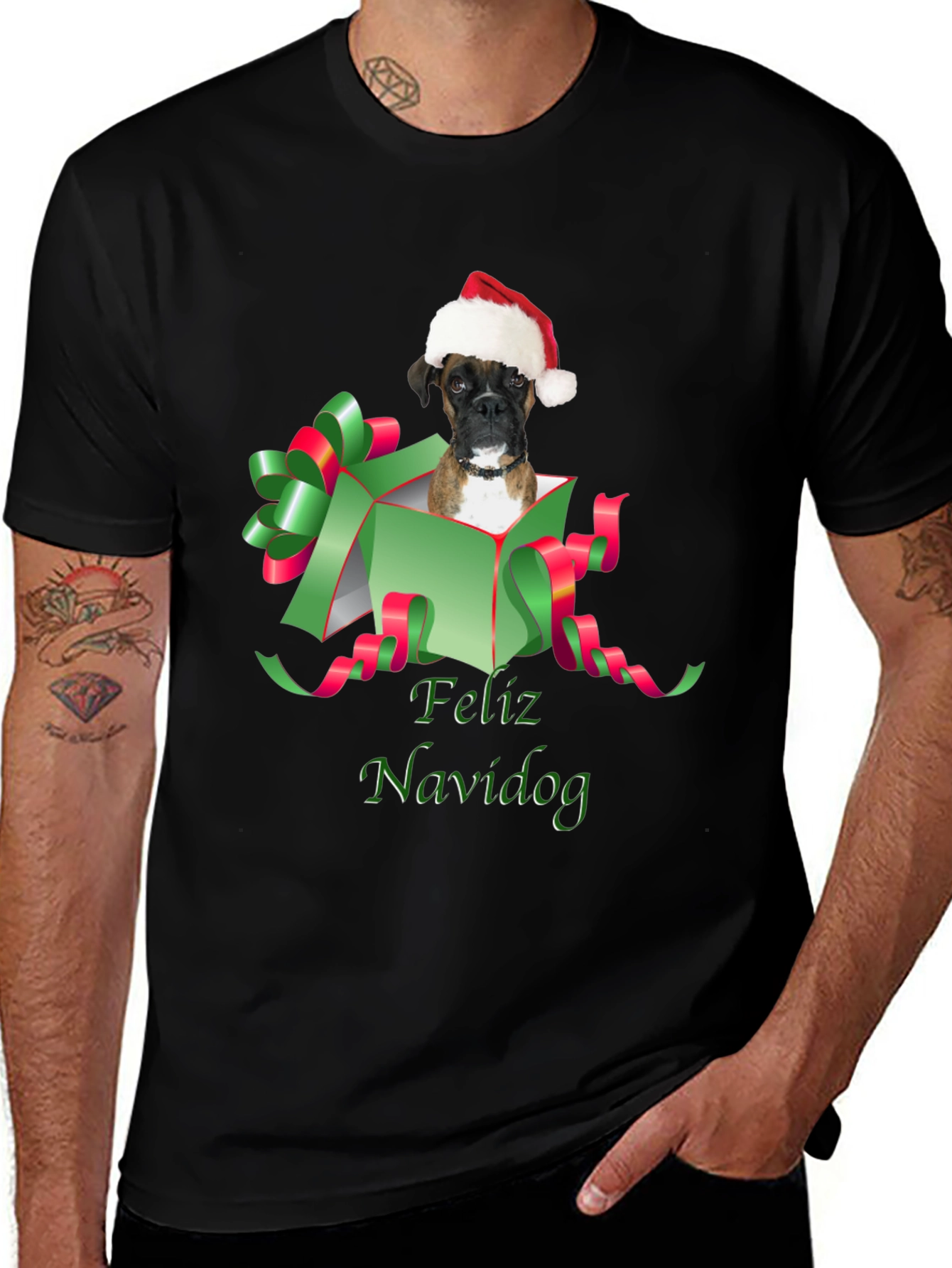 Feliz Navidog Black T-Shirt