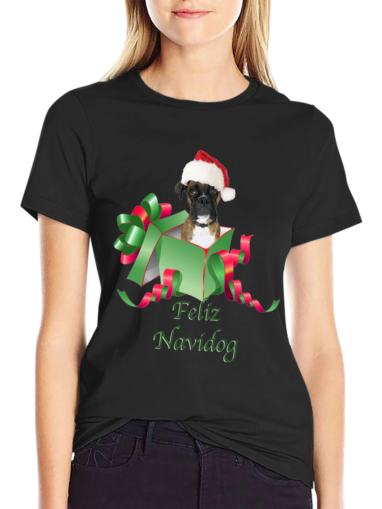 Feliz Navidog Black T-Shirt