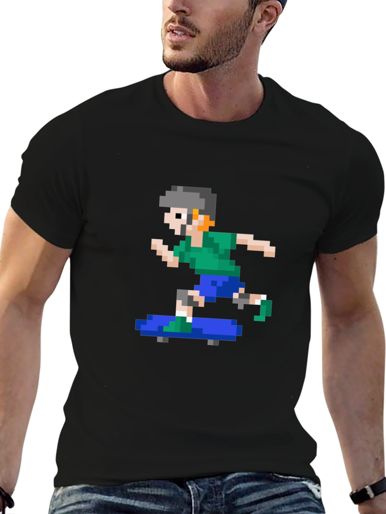 Pixel Skateboarder Graphic T-Shirt