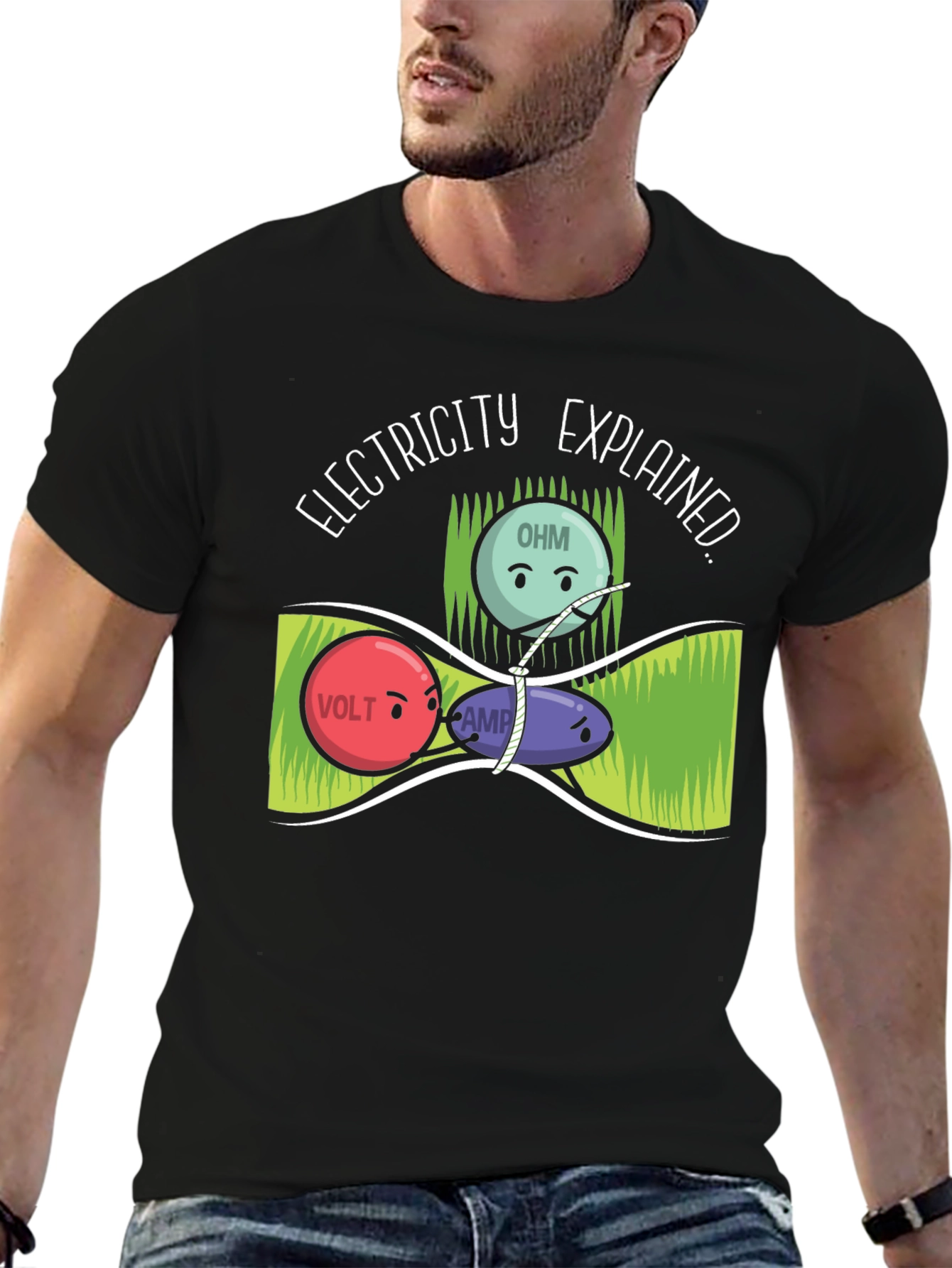 Electricity Explained T-Shirt Funny Science Geek Nerd Tee