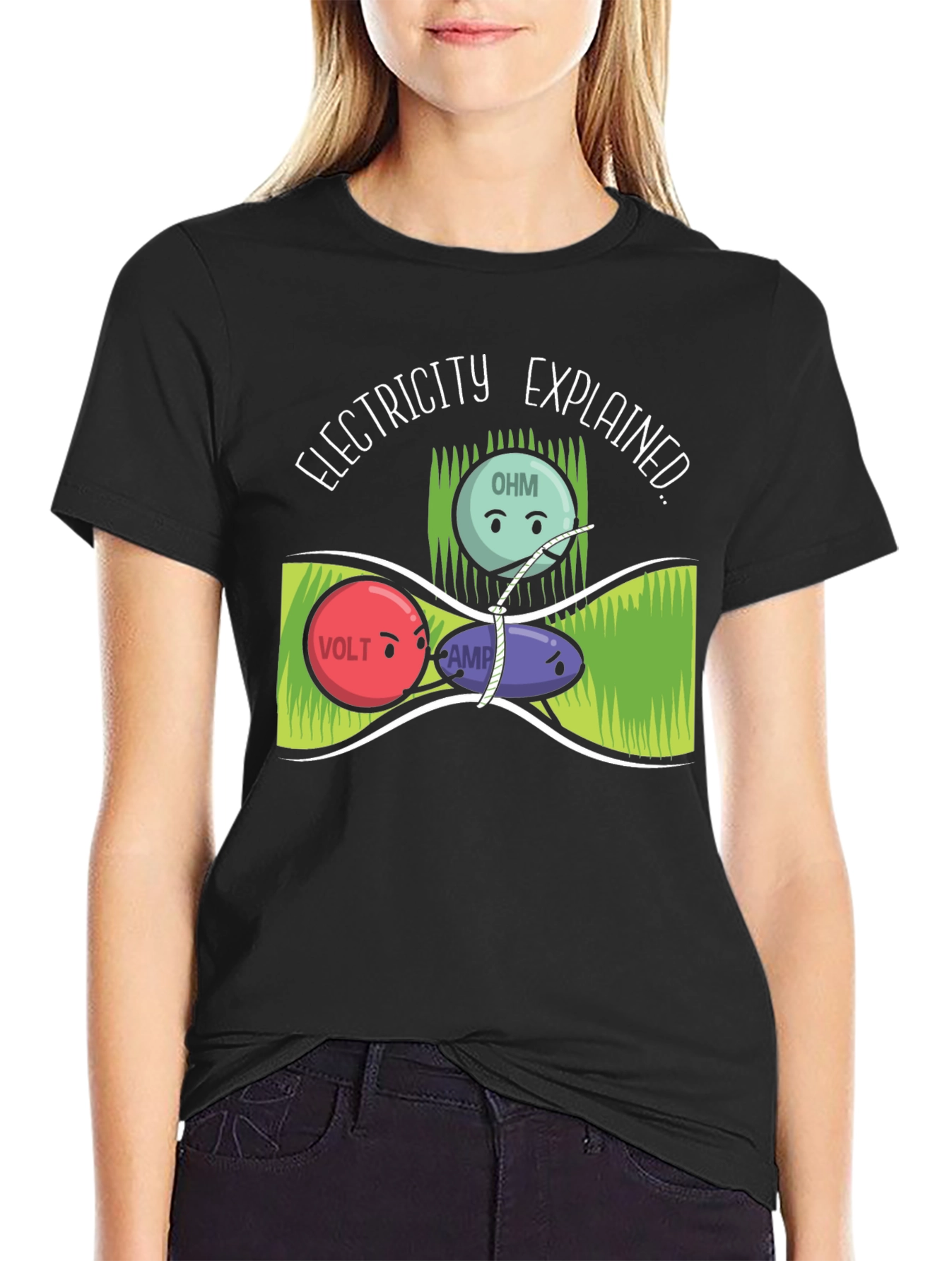 Electricity Explained T-Shirt Funny Science Geek Nerd Tee