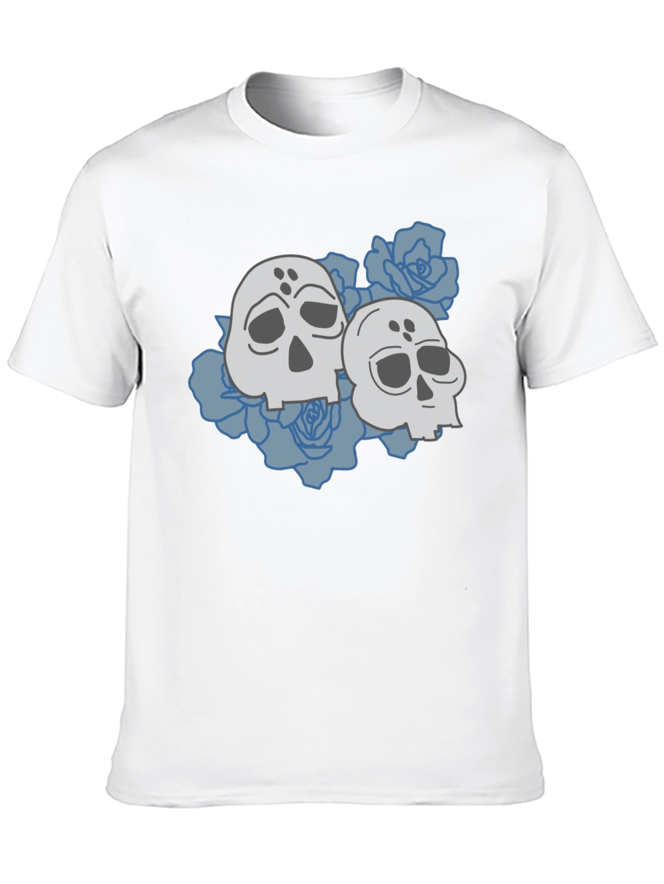 Skull & Roses Graphic Tee - Casual Black T-Shirt