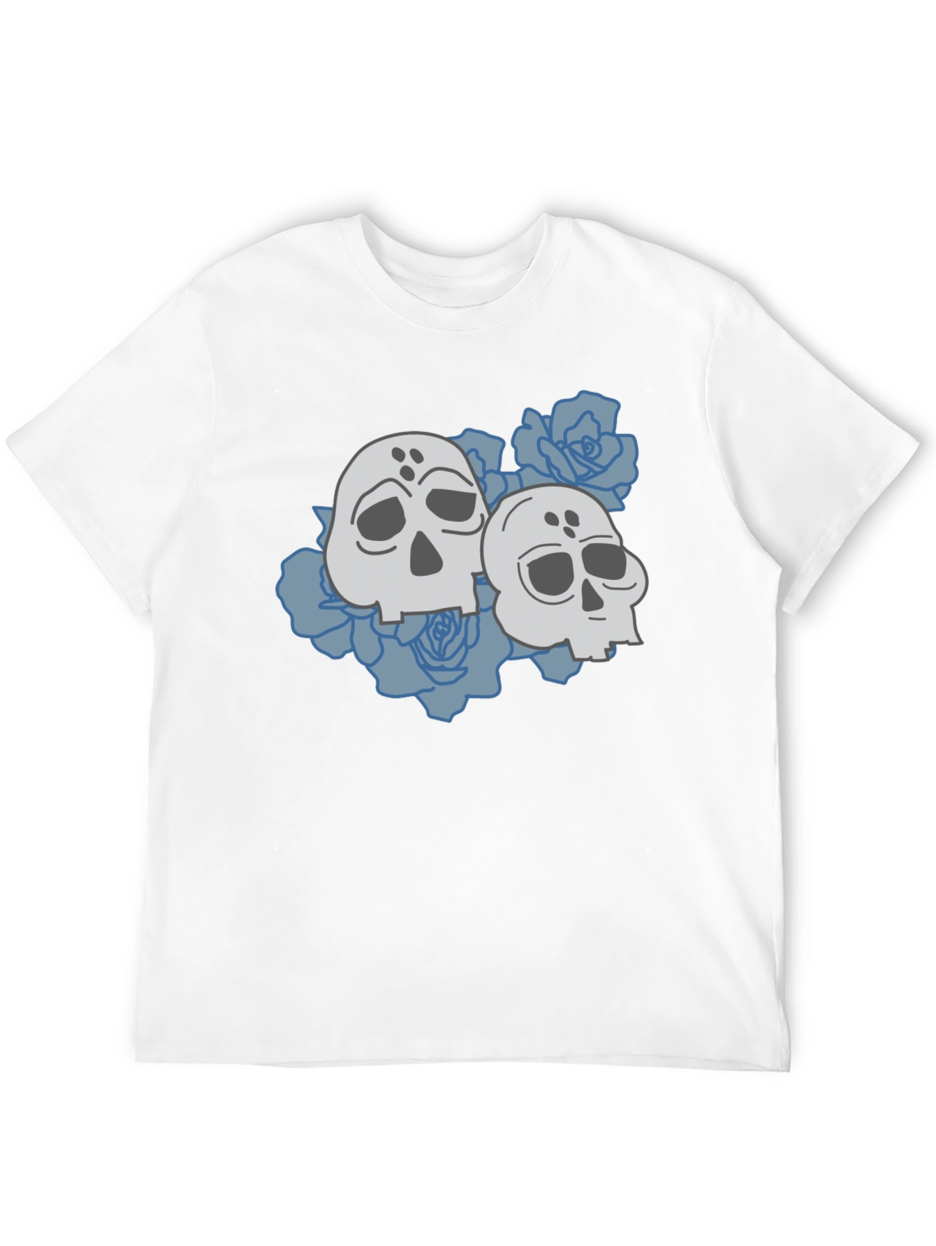 Skull & Roses Graphic Tee - Casual Black T-Shirt