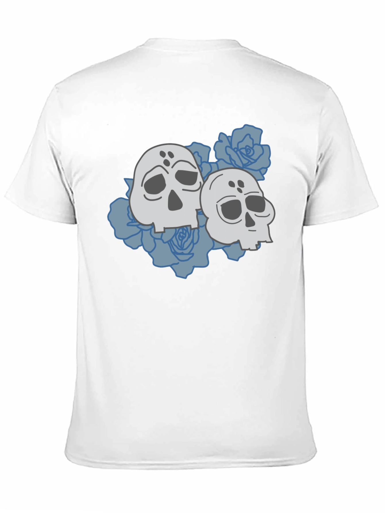Skull & Roses Graphic Tee - Casual Black T-Shirt