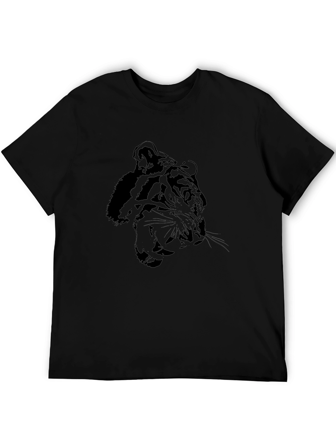 Tiger Graphic Black Tee - Stylish Mens T-Shirt