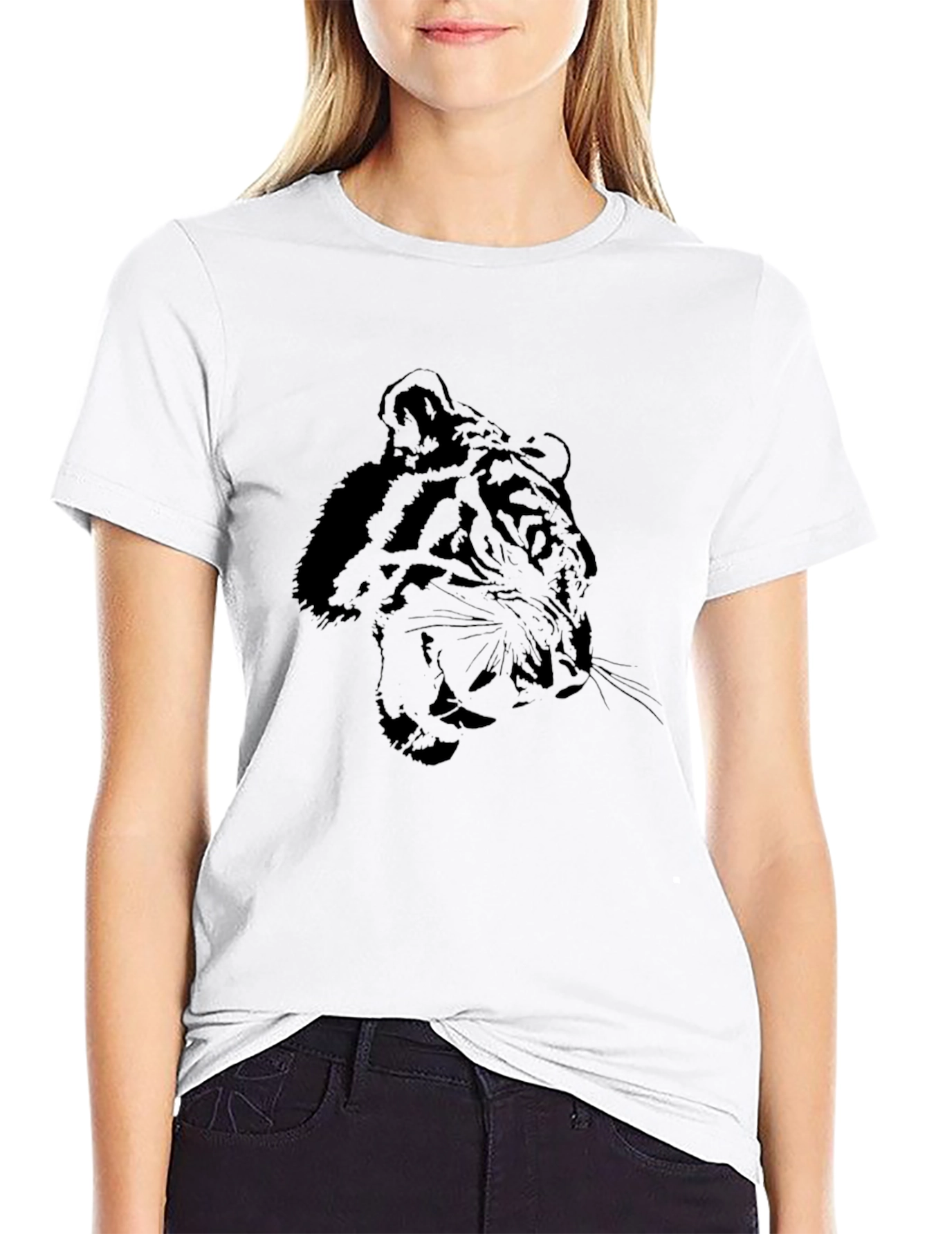 Tiger Graphic Black Tee - Stylish Mens T-Shirt