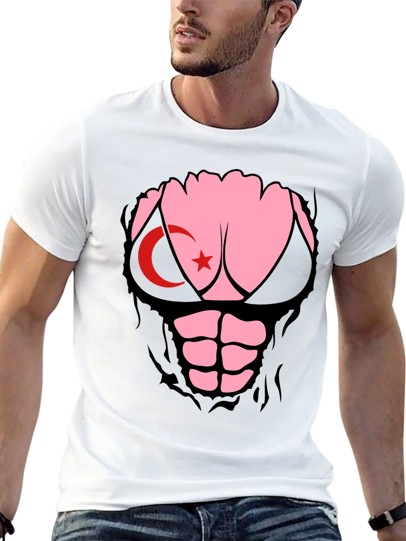 Funny Turkey Flag Ripped Muscle T-Shirt