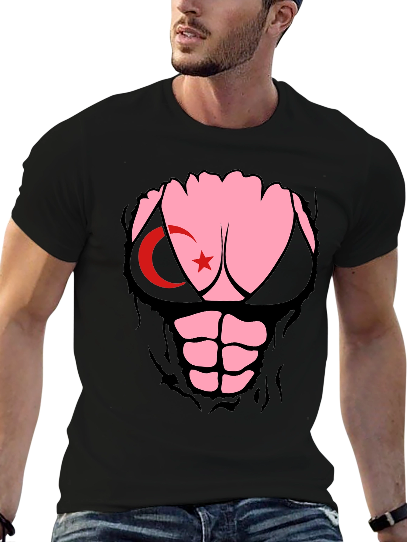 Funny Turkey Flag Ripped Muscle T-Shirt