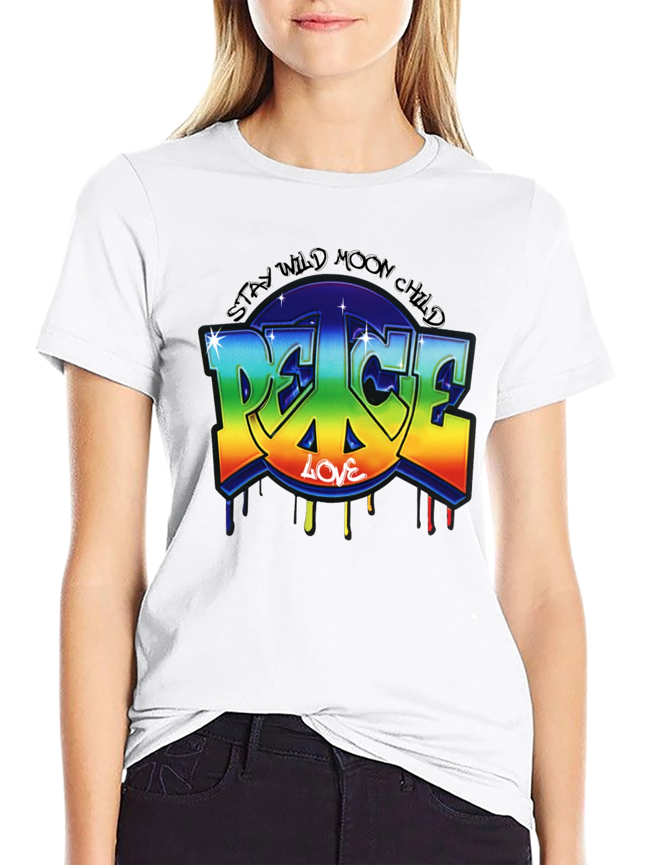 Peace Love Moon Child Graphic T-Shirt