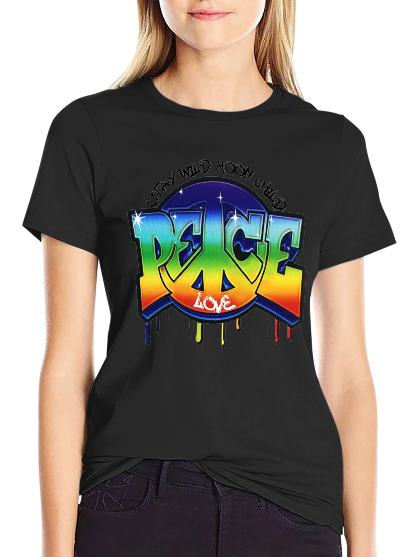 Peace Love Moon Child Graphic T-Shirt