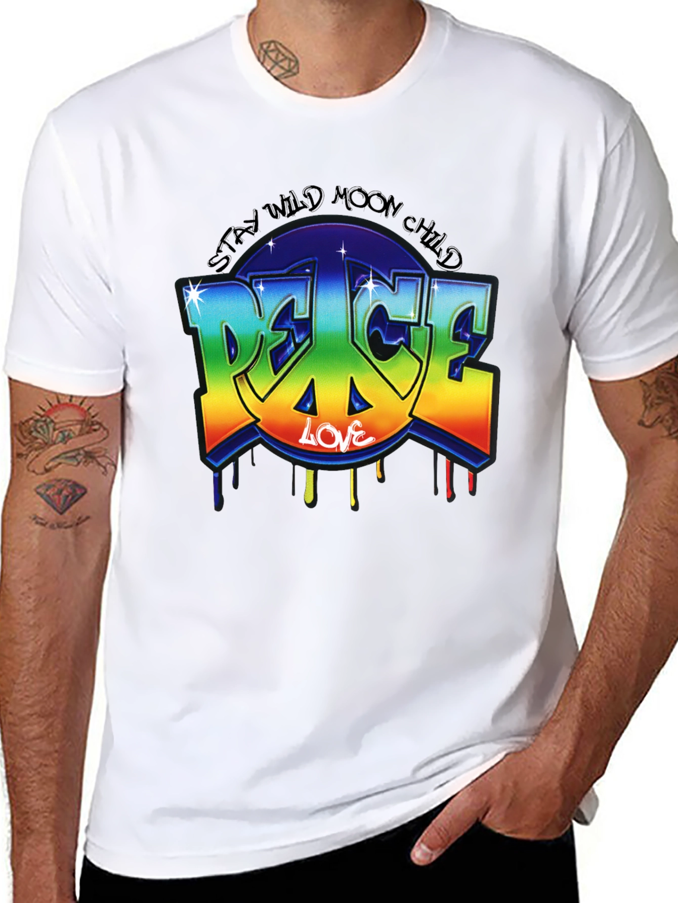 Peace Love Moon Child Graphic T-Shirt