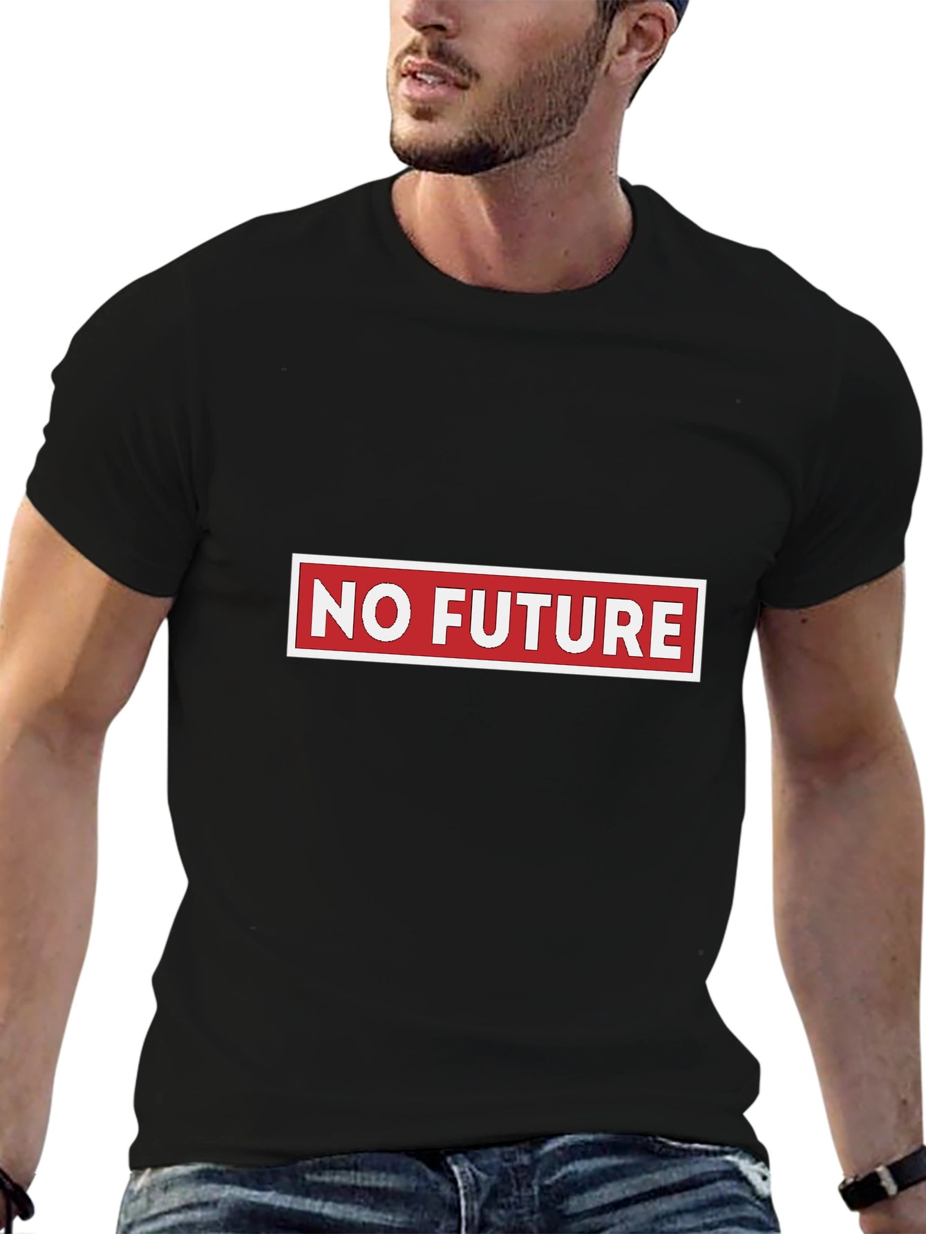 Edgy No Future Graphic Tee - Black