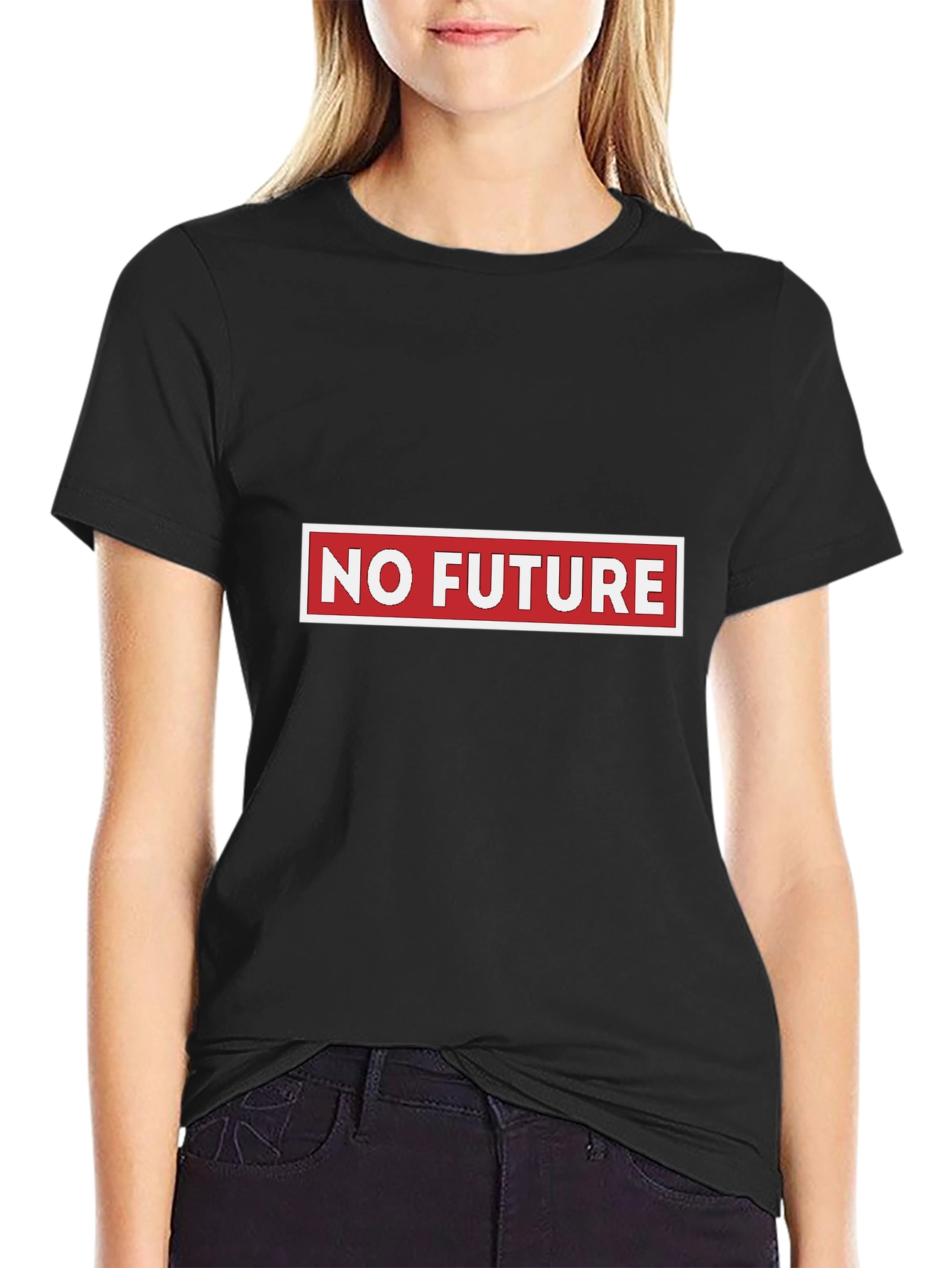 Edgy No Future Graphic Tee - Black