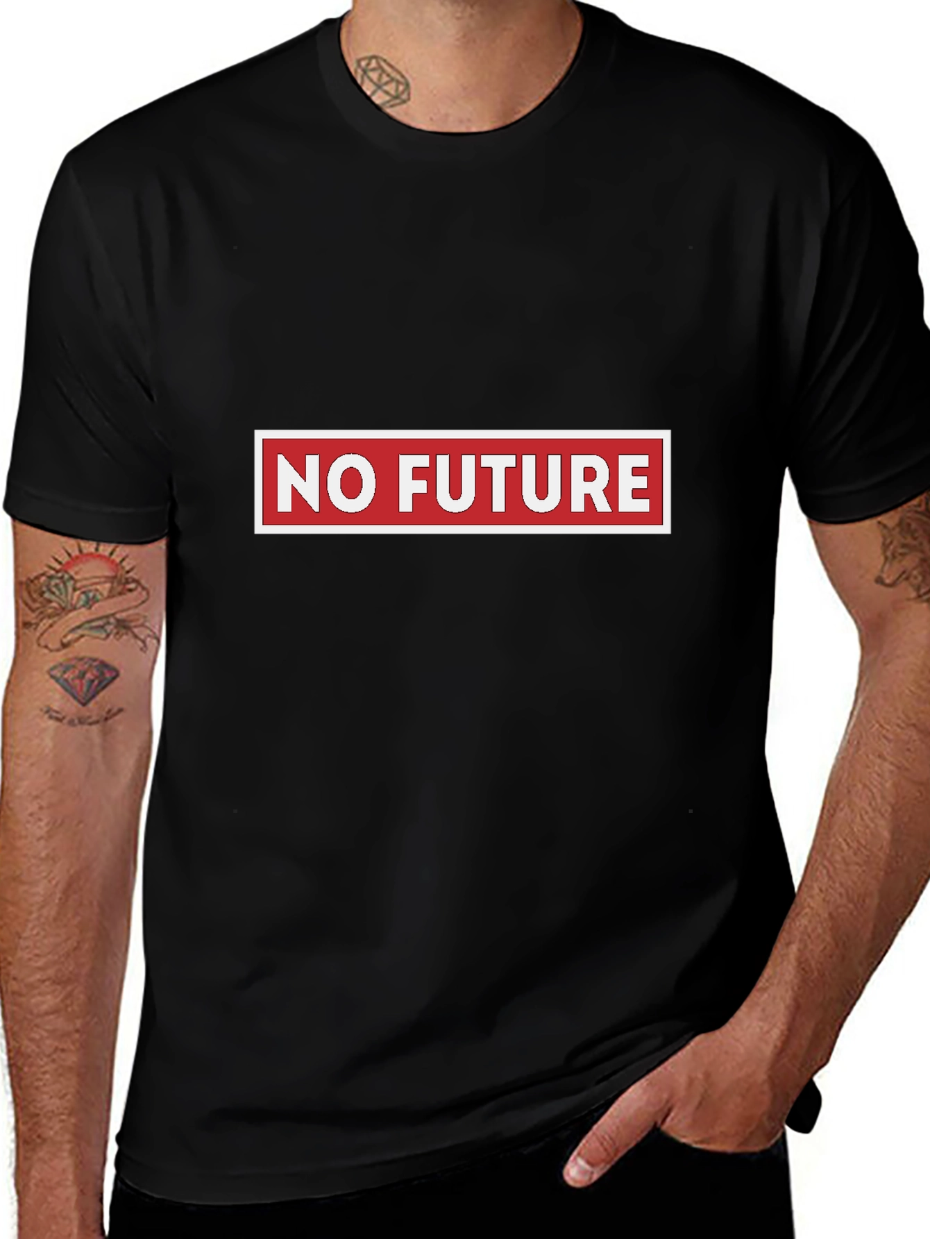 Edgy No Future Graphic Tee - Black