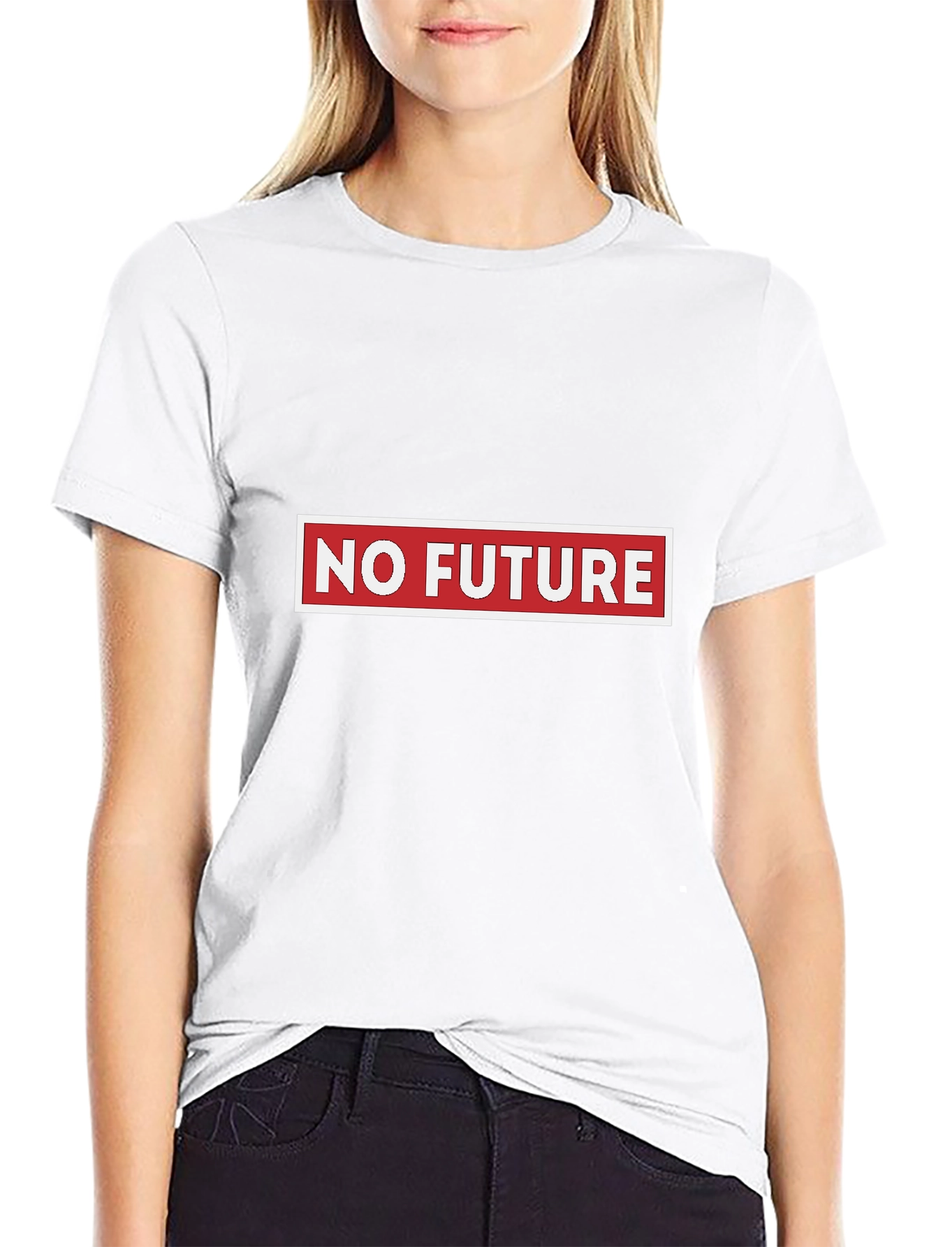 Edgy No Future Graphic Tee - Black