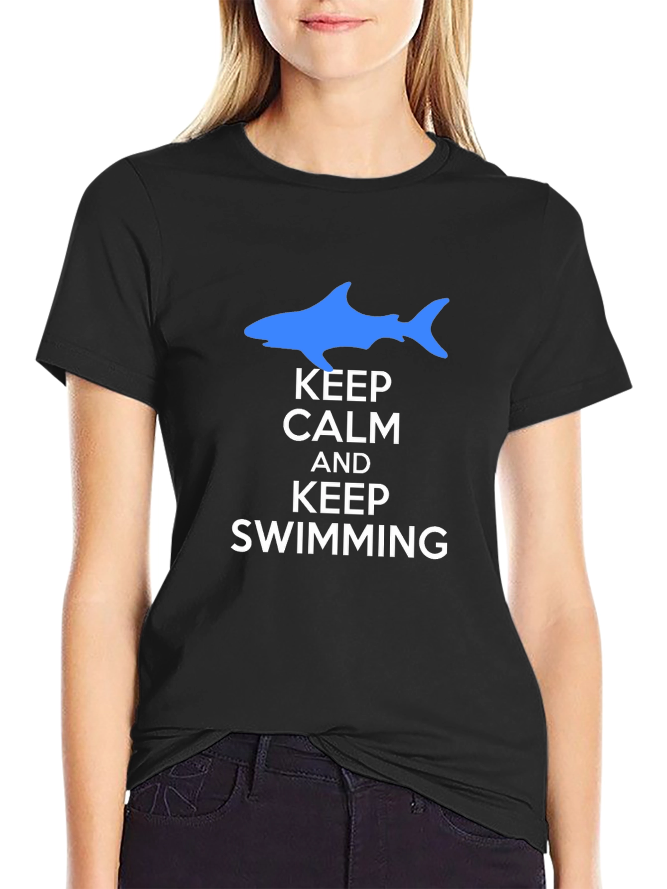 Keep Calm and Keep Swimming Black T-Shirt