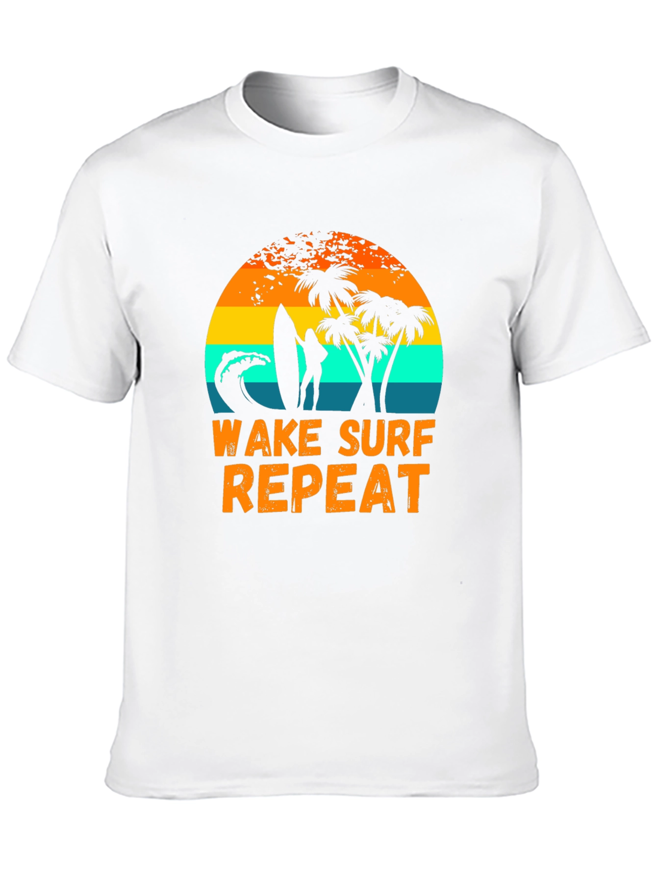 Wake Surf Repeat Graphic Tee - Tropical Beach Vibes
