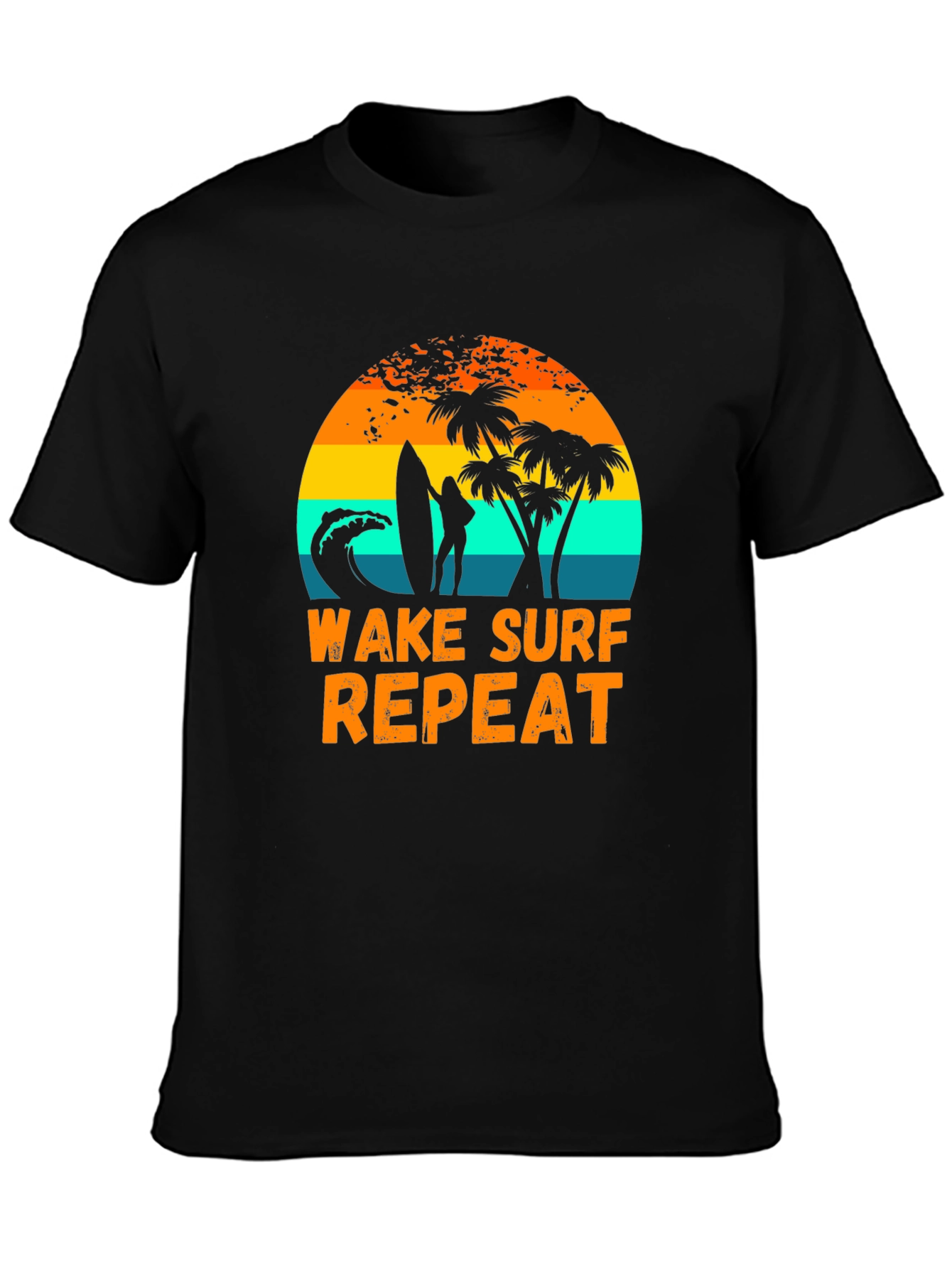 Wake Surf Repeat Graphic Tee - Tropical Beach Vibes