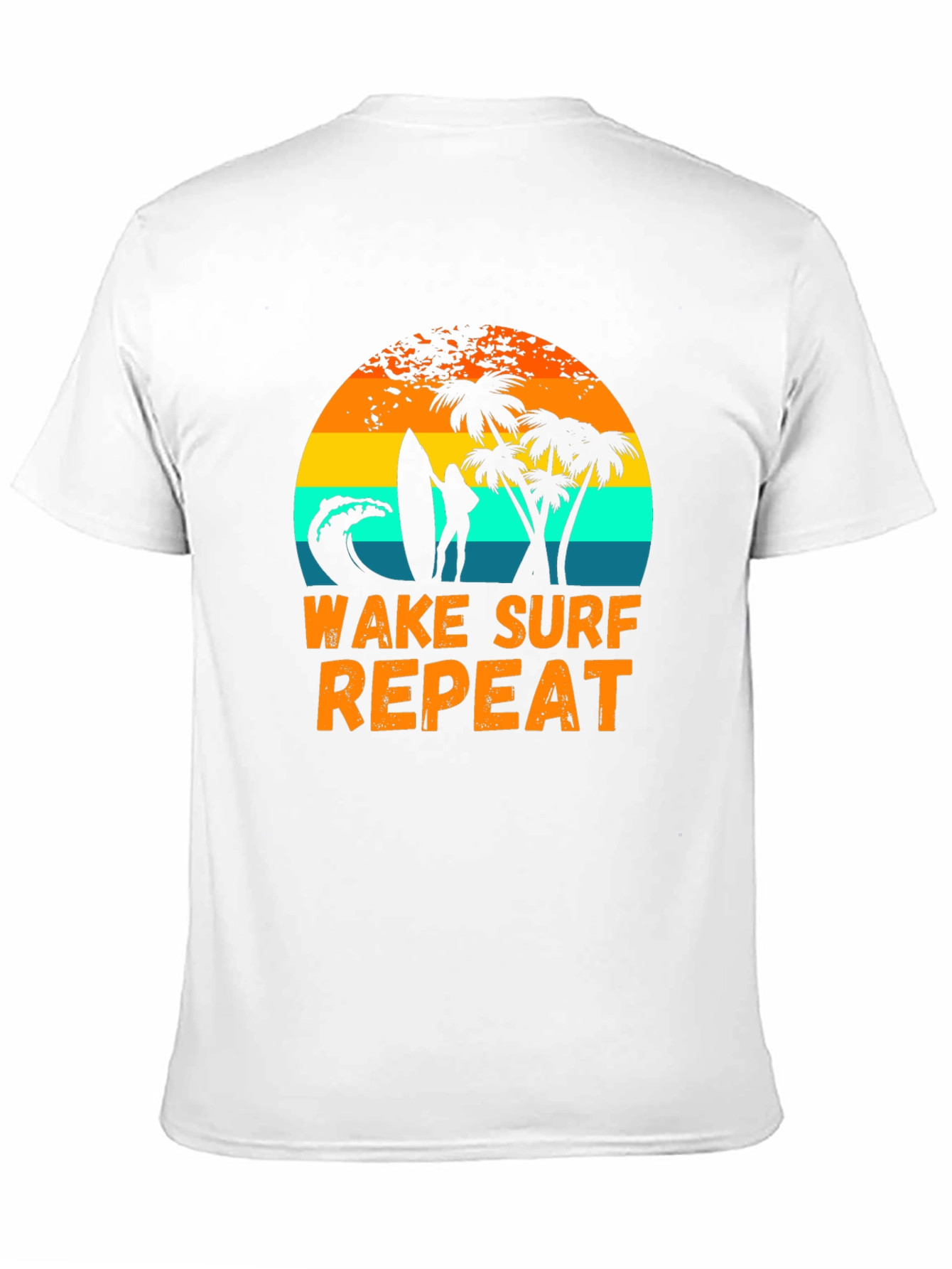 Wake Surf Repeat Graphic Tee - Tropical Beach Vibes