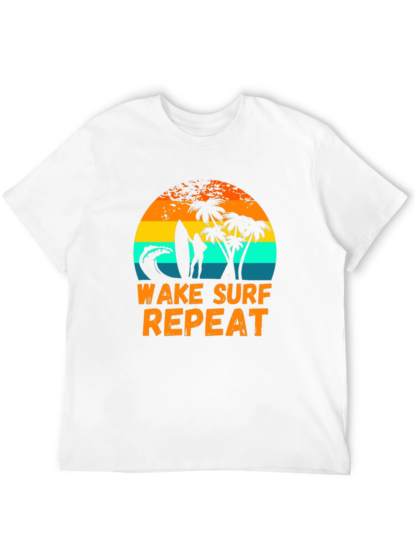 Wake Surf Repeat Graphic Tee - Tropical Beach Vibes