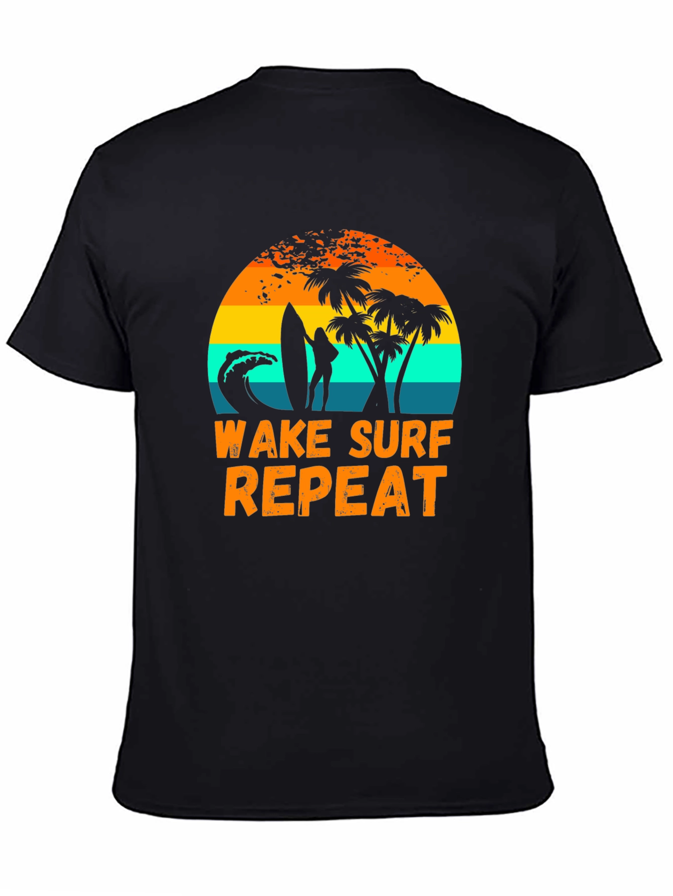 Wake Surf Repeat Graphic Tee - Tropical Beach Vibes