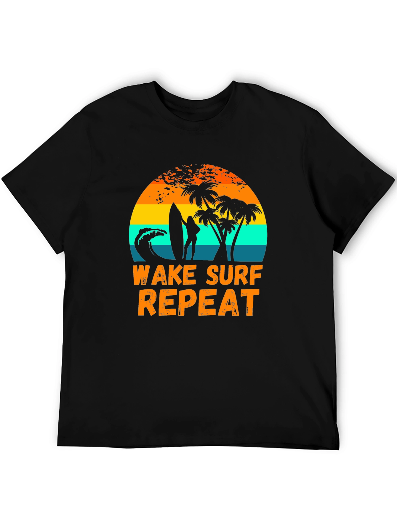 Wake Surf Repeat Graphic Tee - Tropical Beach Vibes