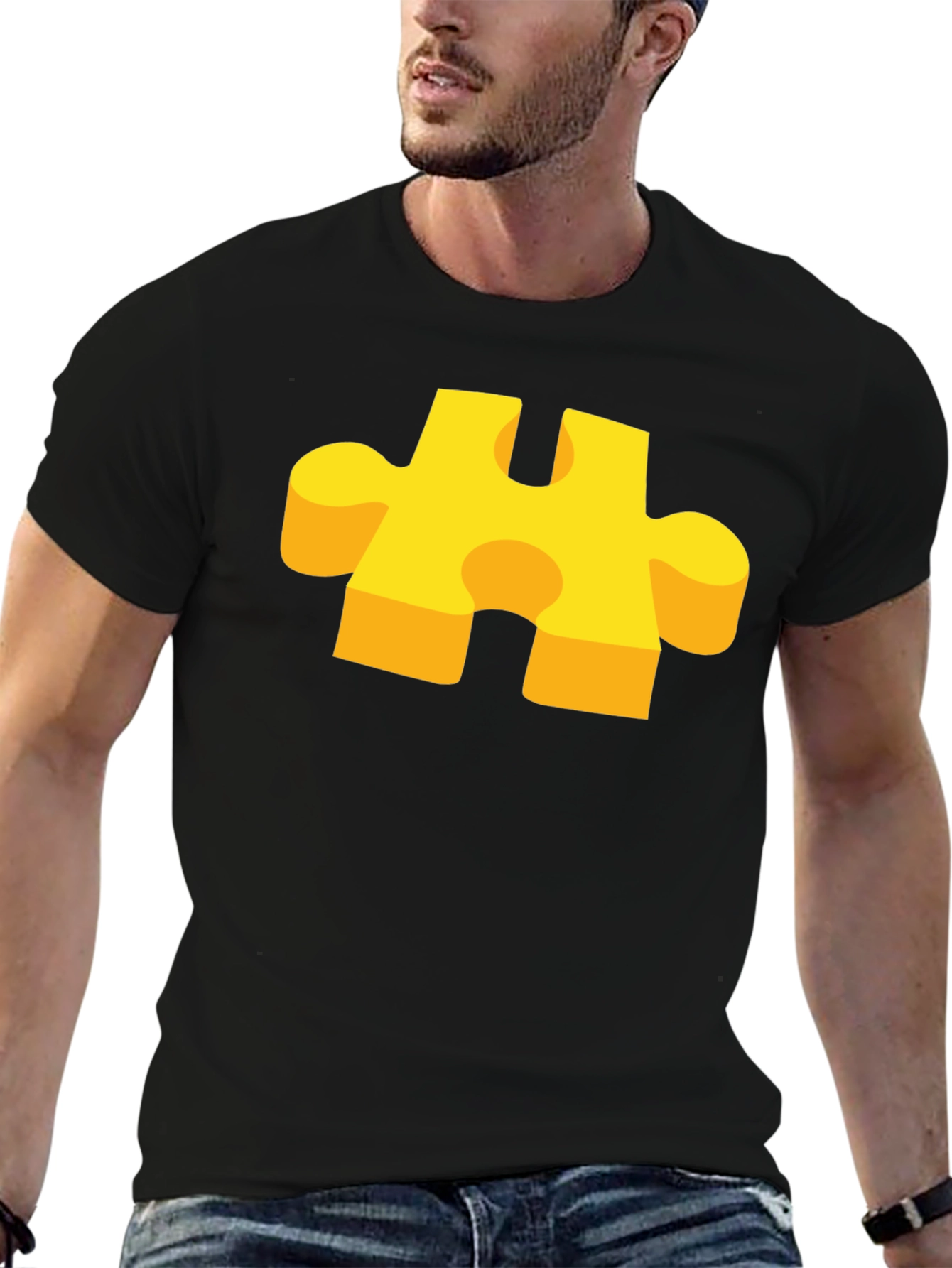 Puzzle Piece Graphic T-Shirt - Casual Cotton Tee
