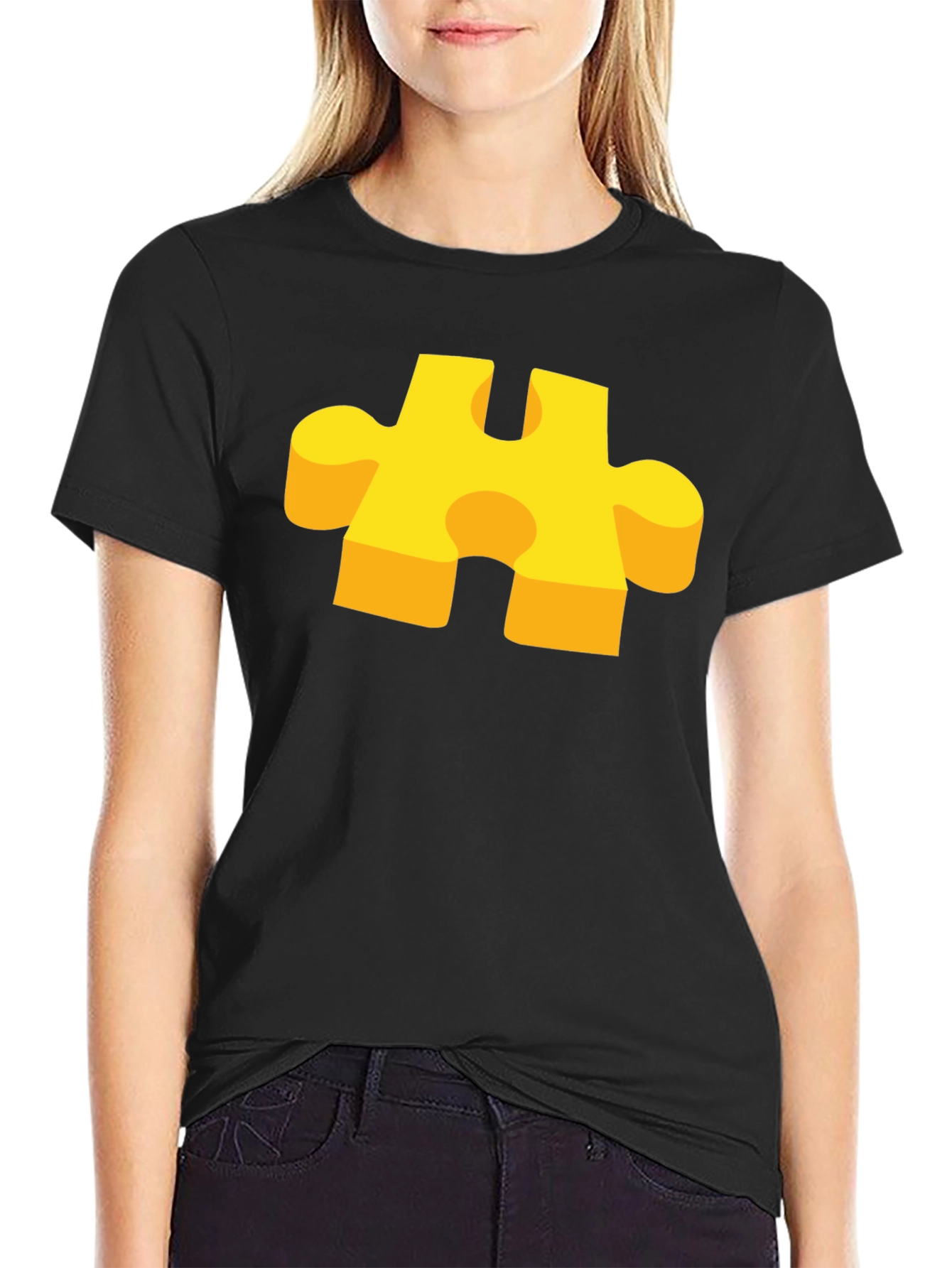 Puzzle Piece Graphic T-Shirt - Casual Cotton Tee