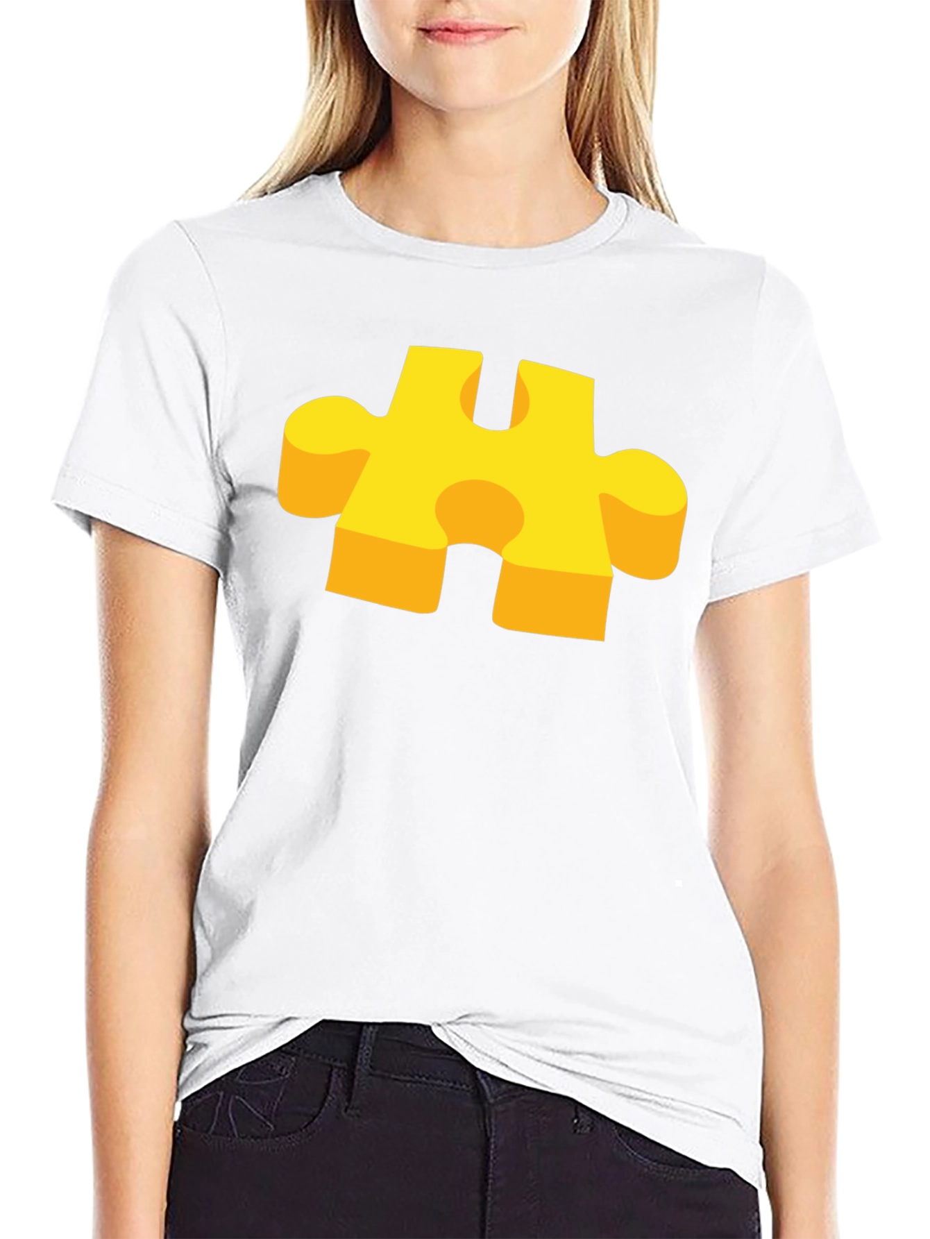 Puzzle Piece Graphic T-Shirt - Casual Cotton Tee