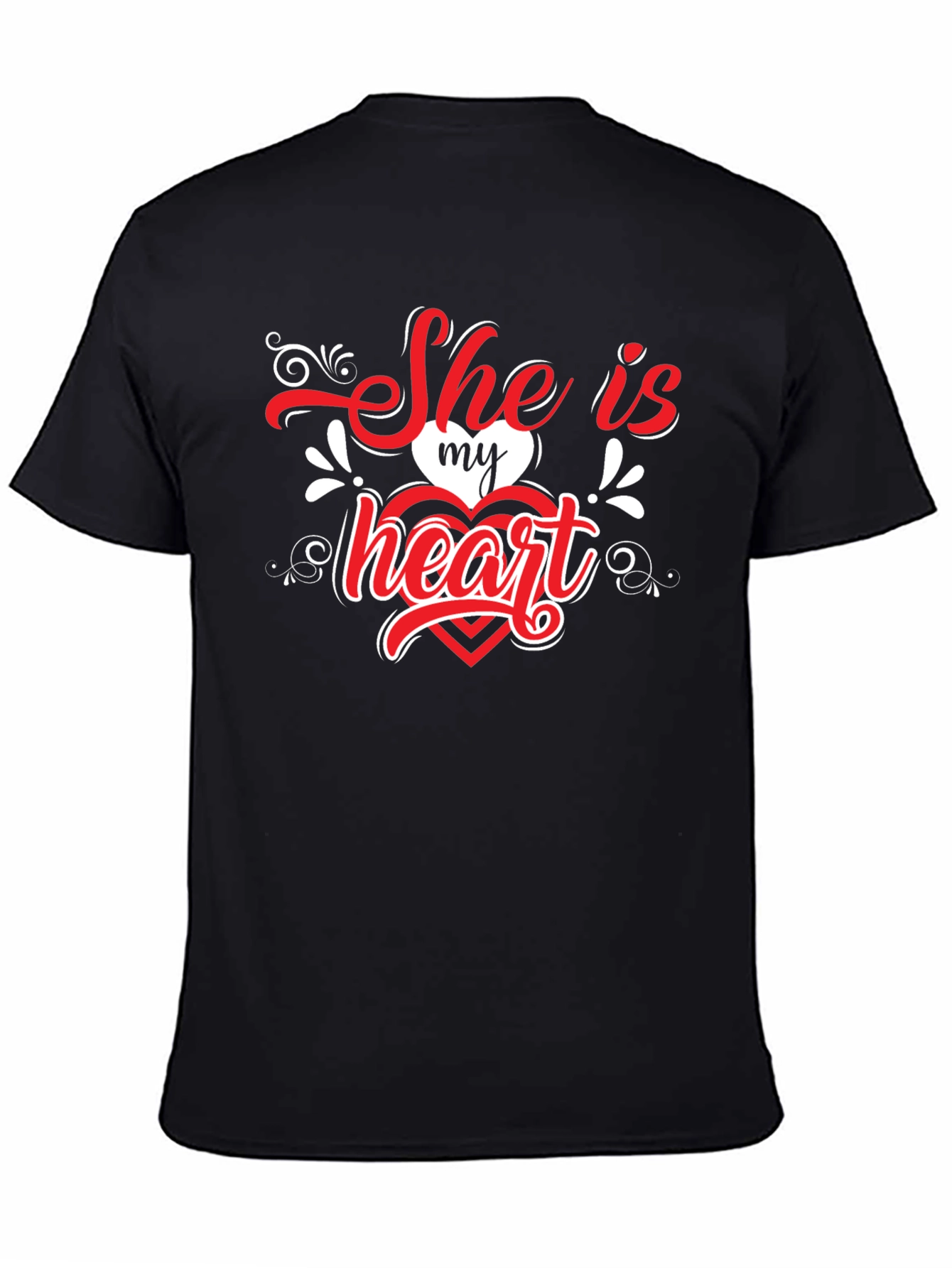 She is My Heart Valentines Black T-Shirt