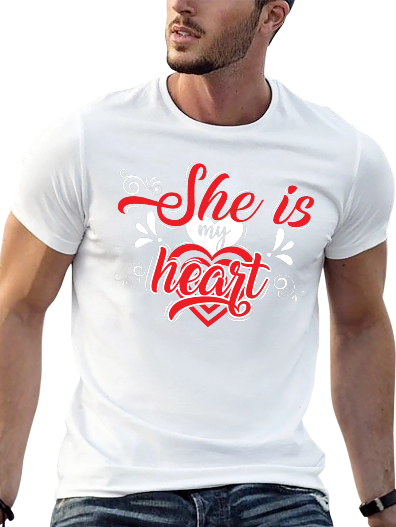She is My Heart Valentines Black T-Shirt