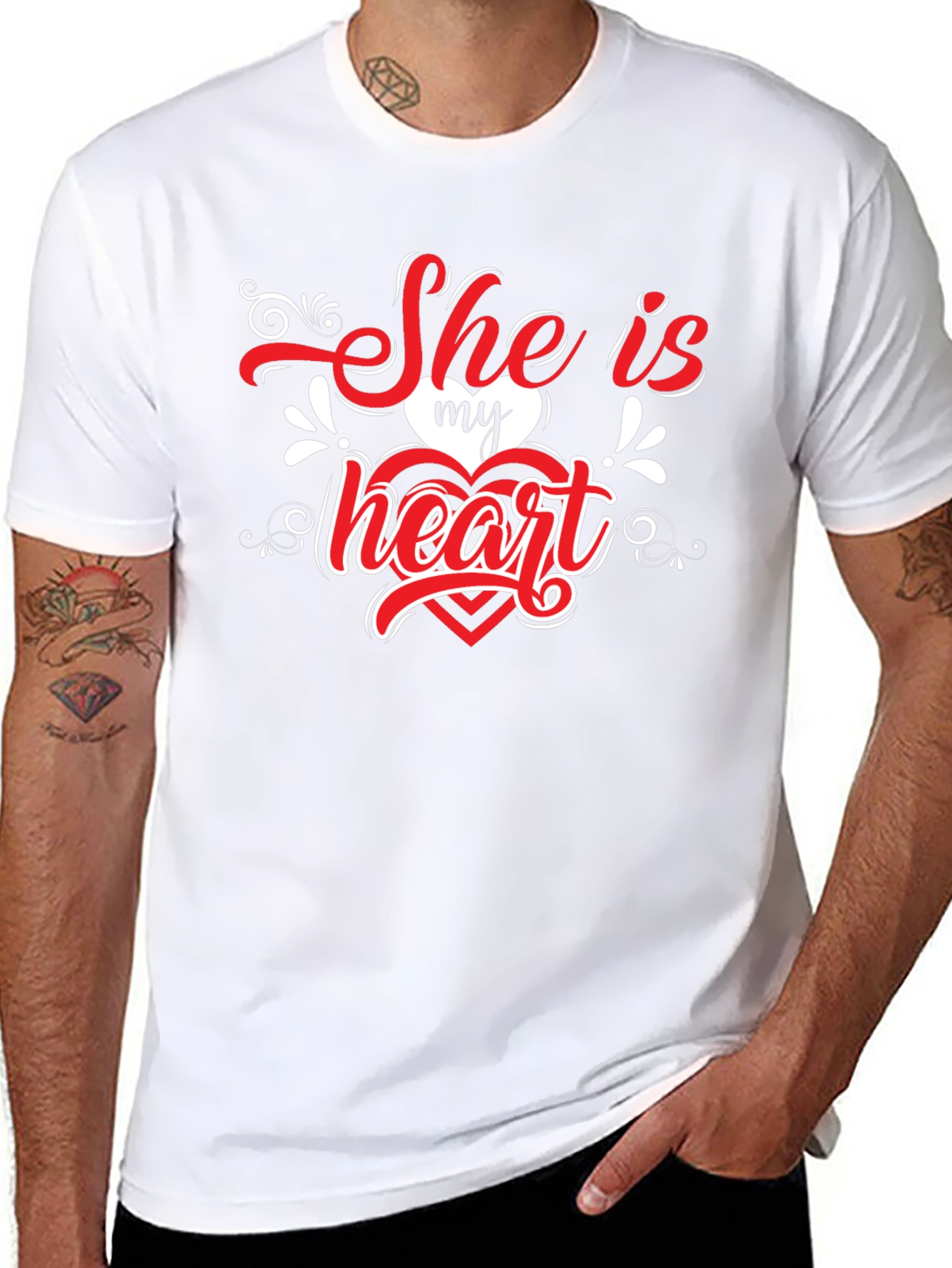 She is My Heart Valentines Black T-Shirt