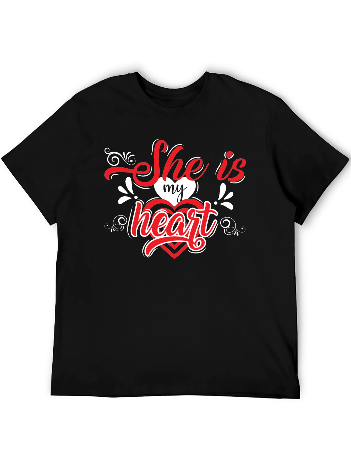 She is My Heart Valentines Black T-Shirt