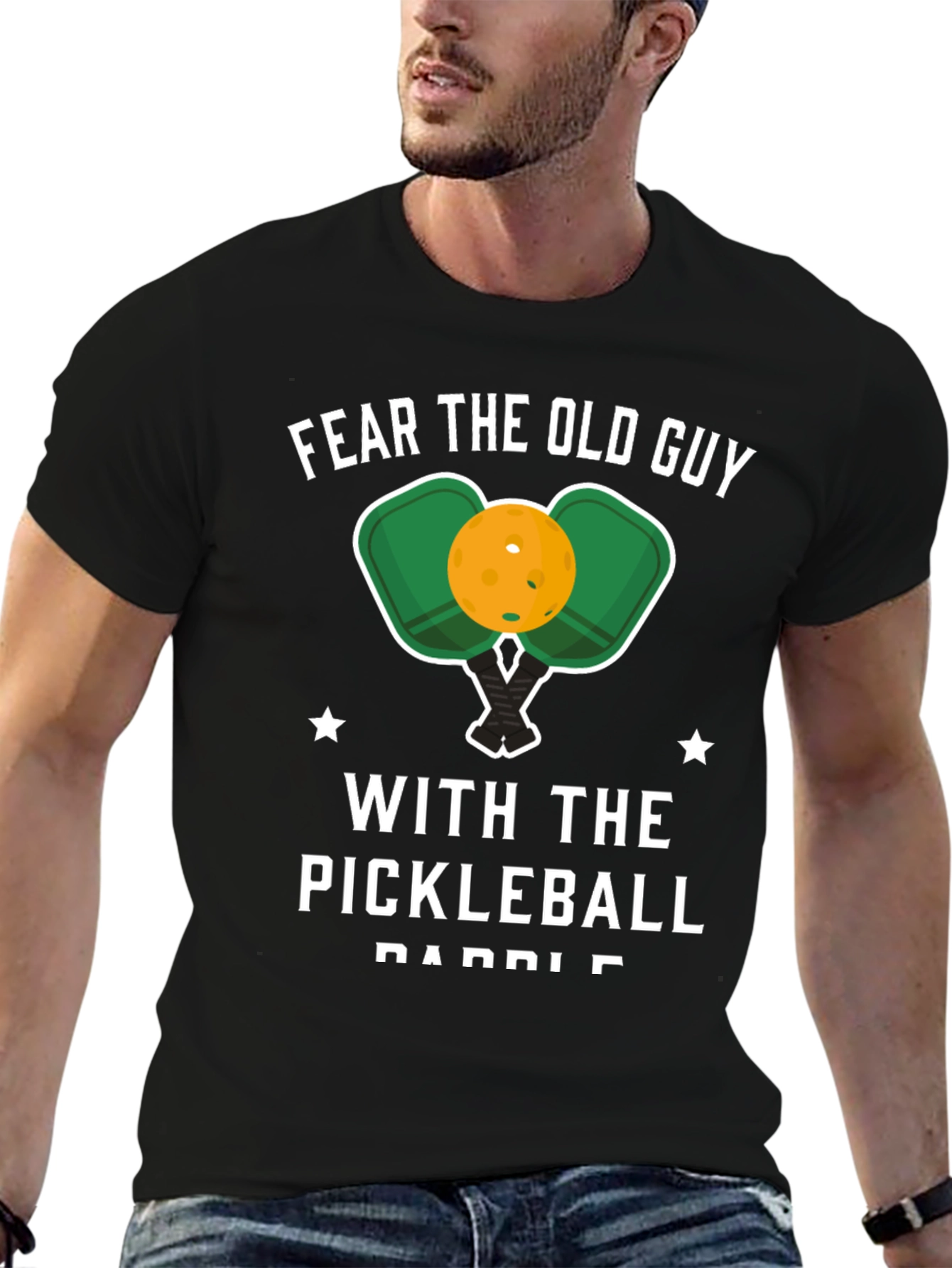 Fear the Old Guy Pickleball Paddle Graphic T-Shirt