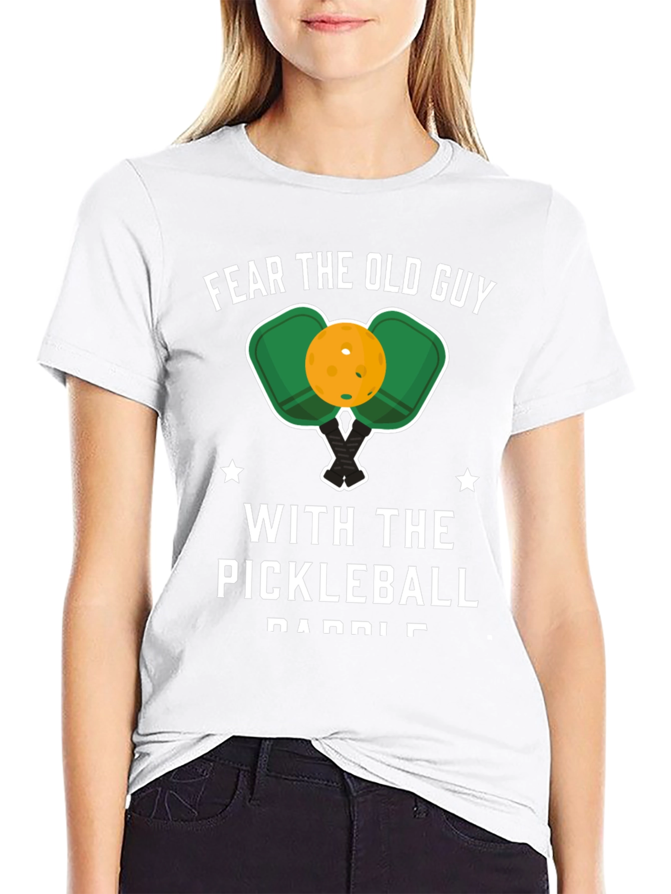 Fear the Old Guy Pickleball Paddle Graphic T-Shirt