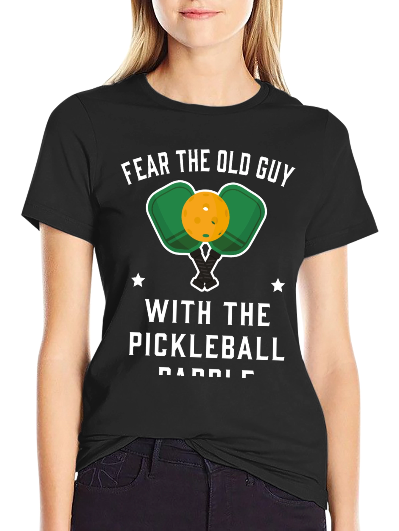 Fear the Old Guy Pickleball Paddle Graphic T-Shirt