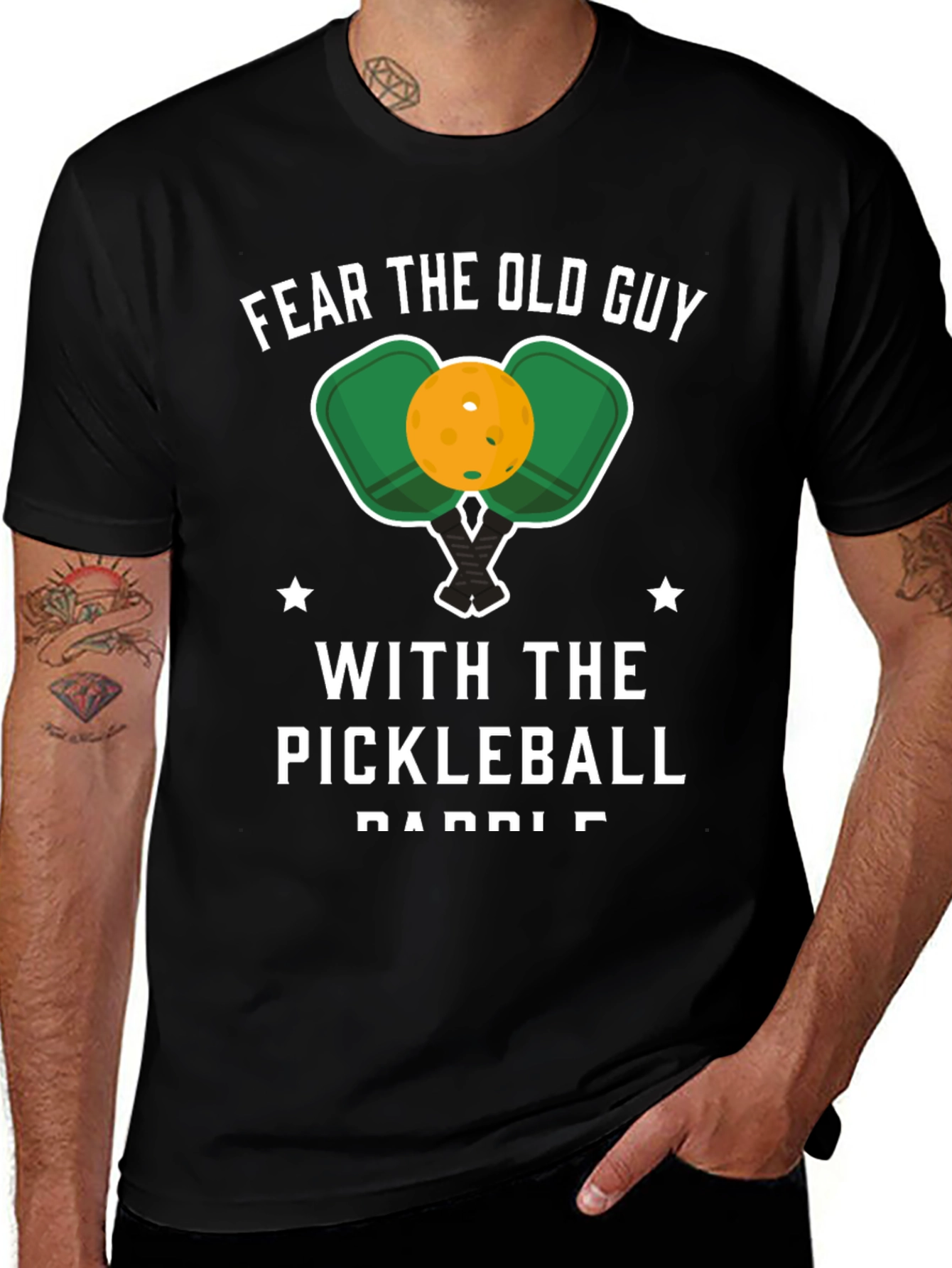 Fear the Old Guy Pickleball Paddle Graphic T-Shirt