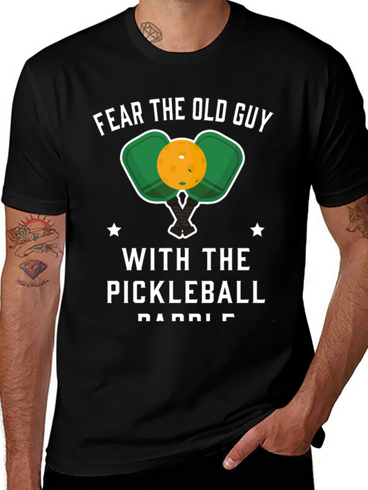 Fear the Old Guy Pickleball Paddle Graphic T-Shirt